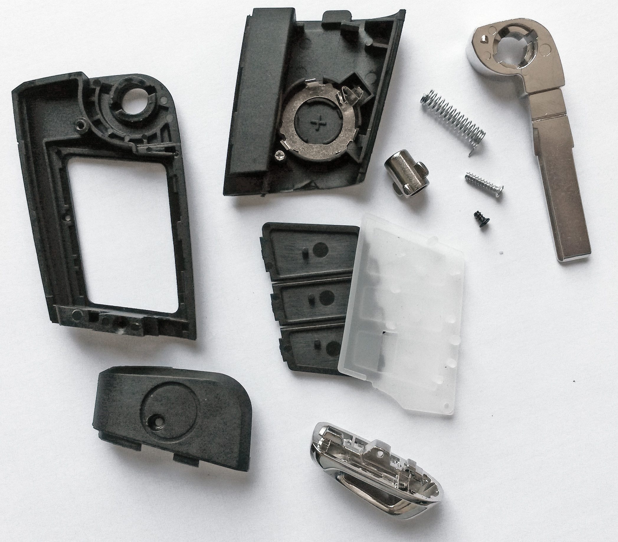 mt-key Auto Klapp Schlüssel Umbau Gehäuse + 1x HAA Rohling + passende CR2032 Knopfzelle, CR2032 (3 V), für Seat Skoda VW GOLF PASSAT bis BJ. 11/2009 Funk Fernbedienung