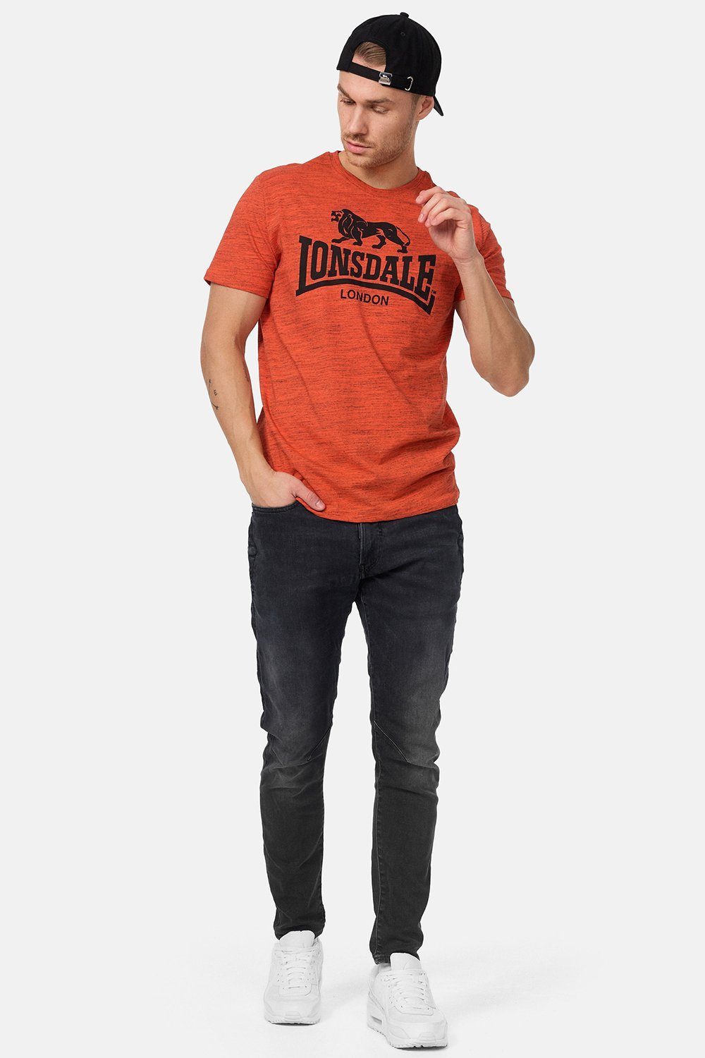 Lonsdale Marl Orange/Black GARGRAVE T-Shirt