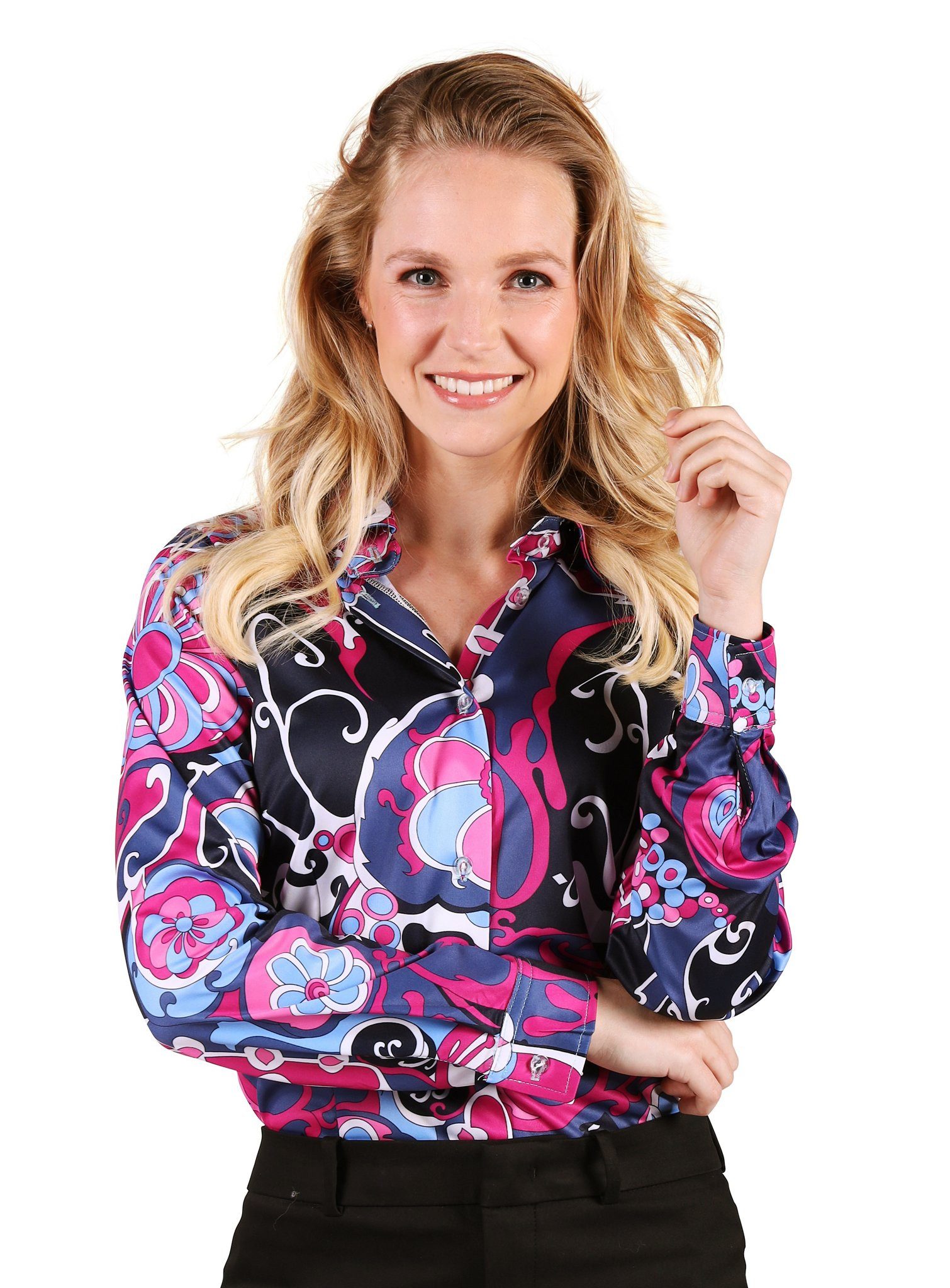 Hippie-Kostüm 70er Bluse Hippie Purple Karneval Faschingskostüm