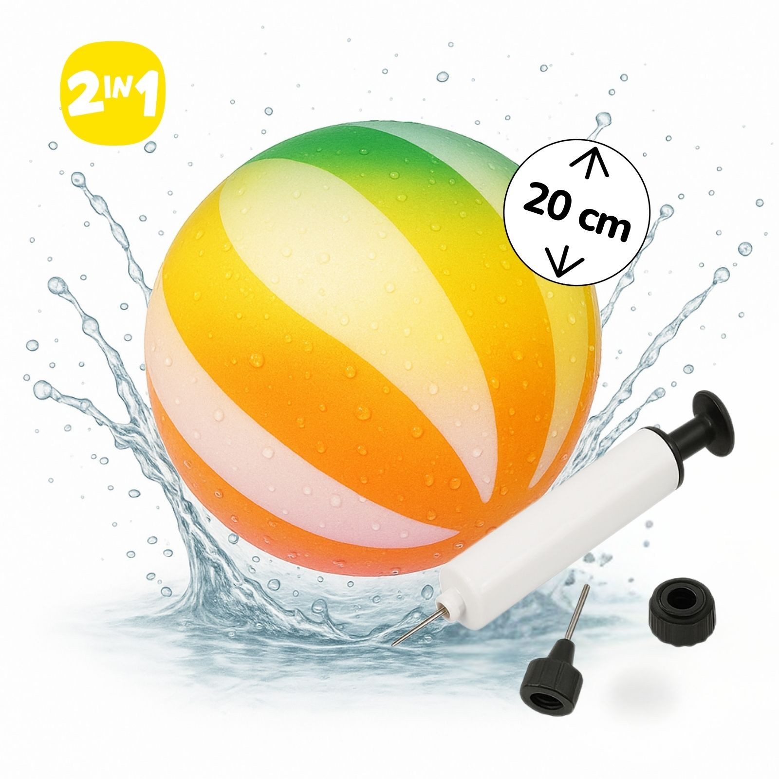 alldoro Wasserball Ø 20 cm mit 2 in 1 Funktion als Spielball und Unterwasserball nutzbar, Poolspielzeug für actionreichen Spielspaß im, über und unter Wasser