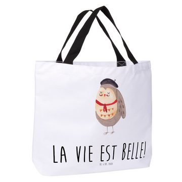 Mr. & Mrs. Panda Shopper Eule Frankreich - Weiß - Geschenk, Alltagstasche, Schultasche, La vie (1-tlg), Vielseitig nutzbar