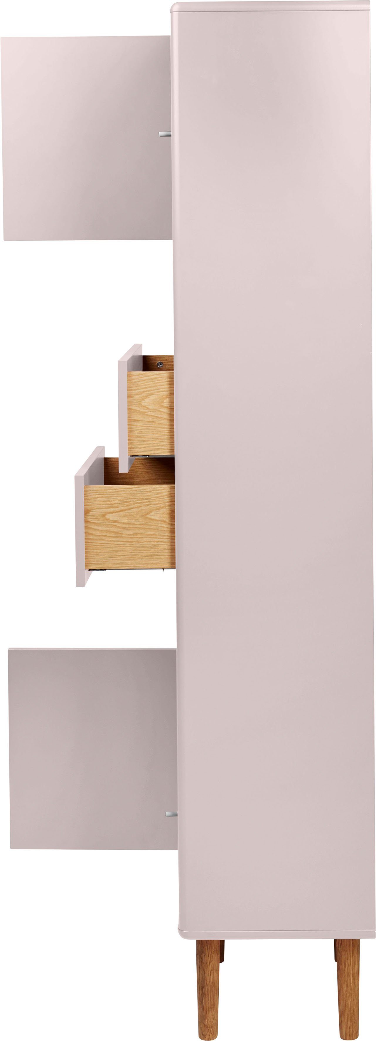 TOM TAILOR HOME Push-to-Open,Füße mit COLOR Breite rose 40 Hochschrank Eiche, 2 cm Türen & mit BATH 2 Schubladen