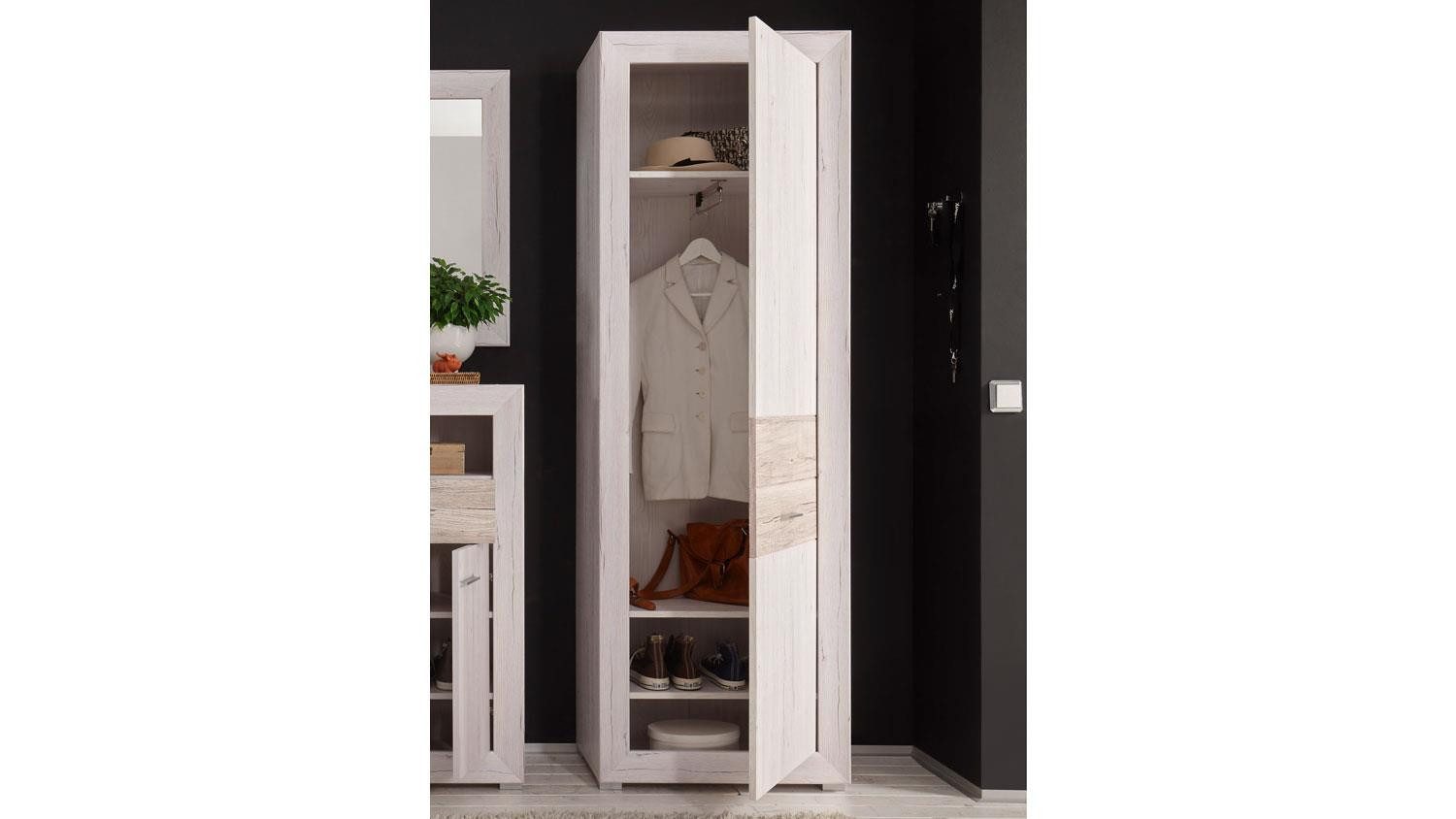 Bega Consult Hochschrank Hochschrank Jambo Weißeiche Sandeiche Schrank 65 cm