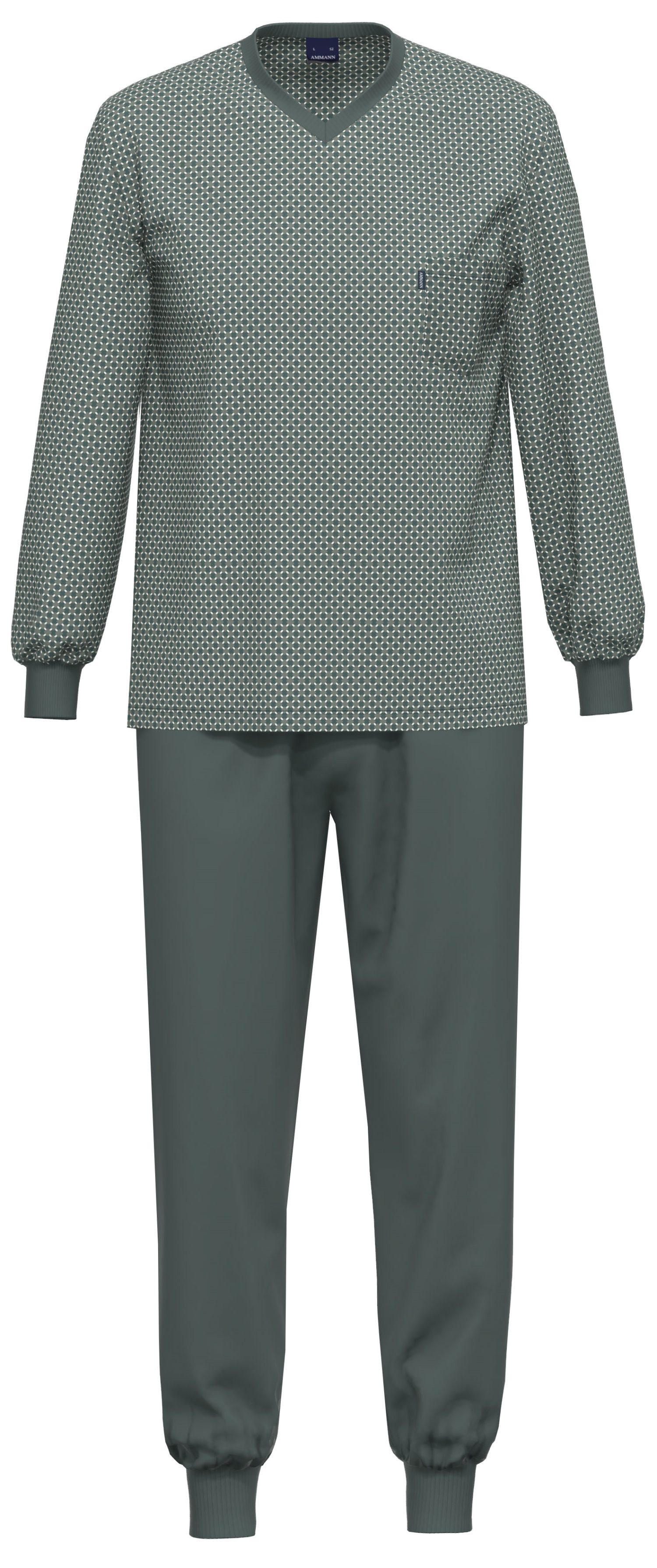 Ammann Schlafanzug Herren Pyjama mit Bündchen (2 tlg) Baumwolle