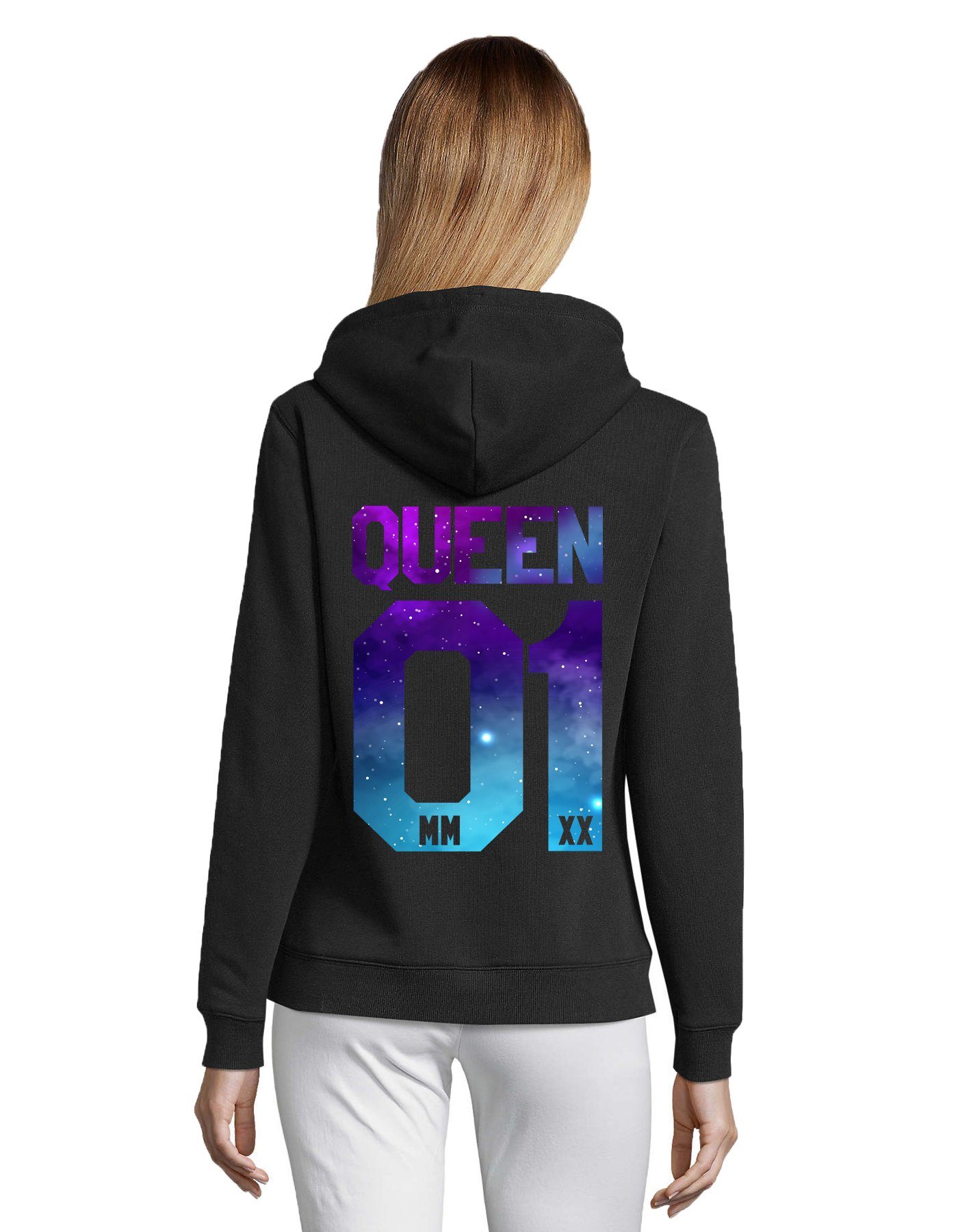 Blondie & Brownie Hoodie Unisex Paar Pärchen Pullover King Queen Valentin Bff Friends Mit Kapuze, Kängurutaschen