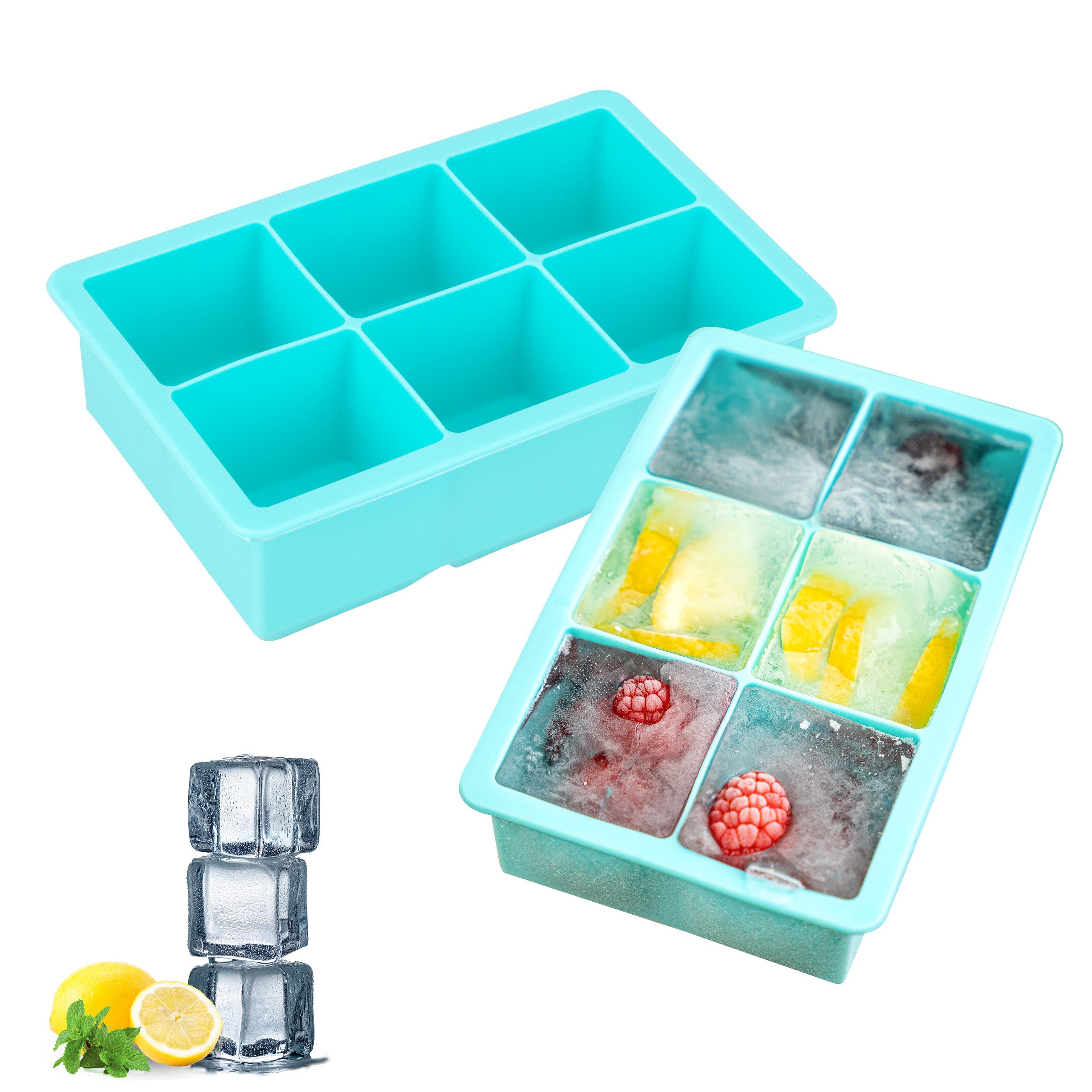 Eiswürfelform XXL 6er Silikon-Eiswürfelform, 2er-Set