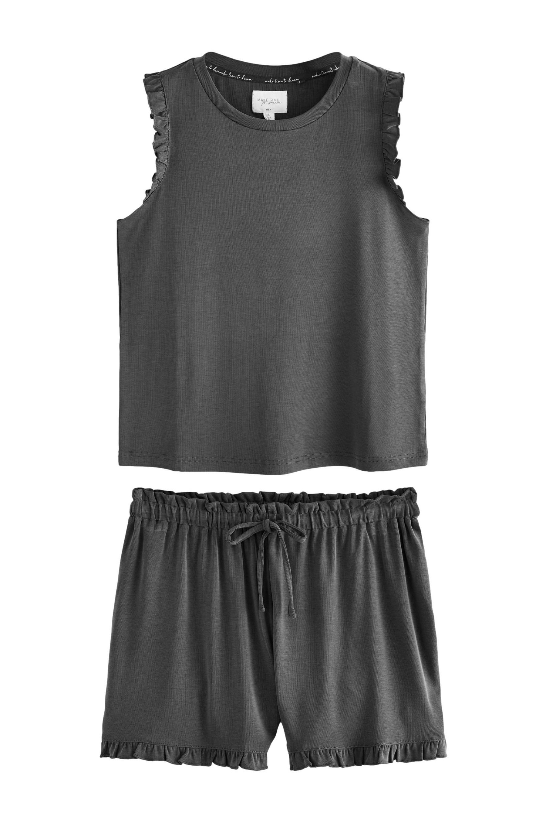 Pyjama Kurzer, gerüschter Schlafanzug aus Modalmix