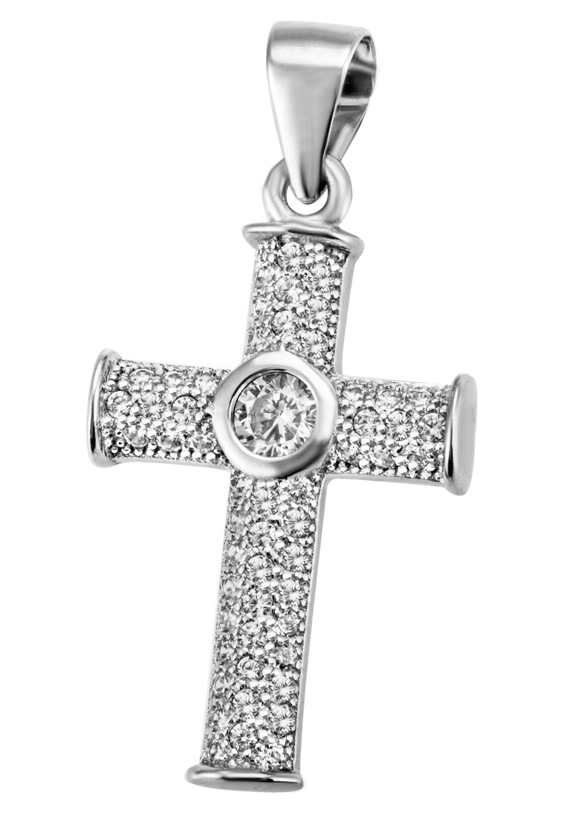 Firetti Kettenanhänger Schmuck Geschenk Silber 925 Halsschmuck Anhänger Kreuz, mit Zirkonia (synth)