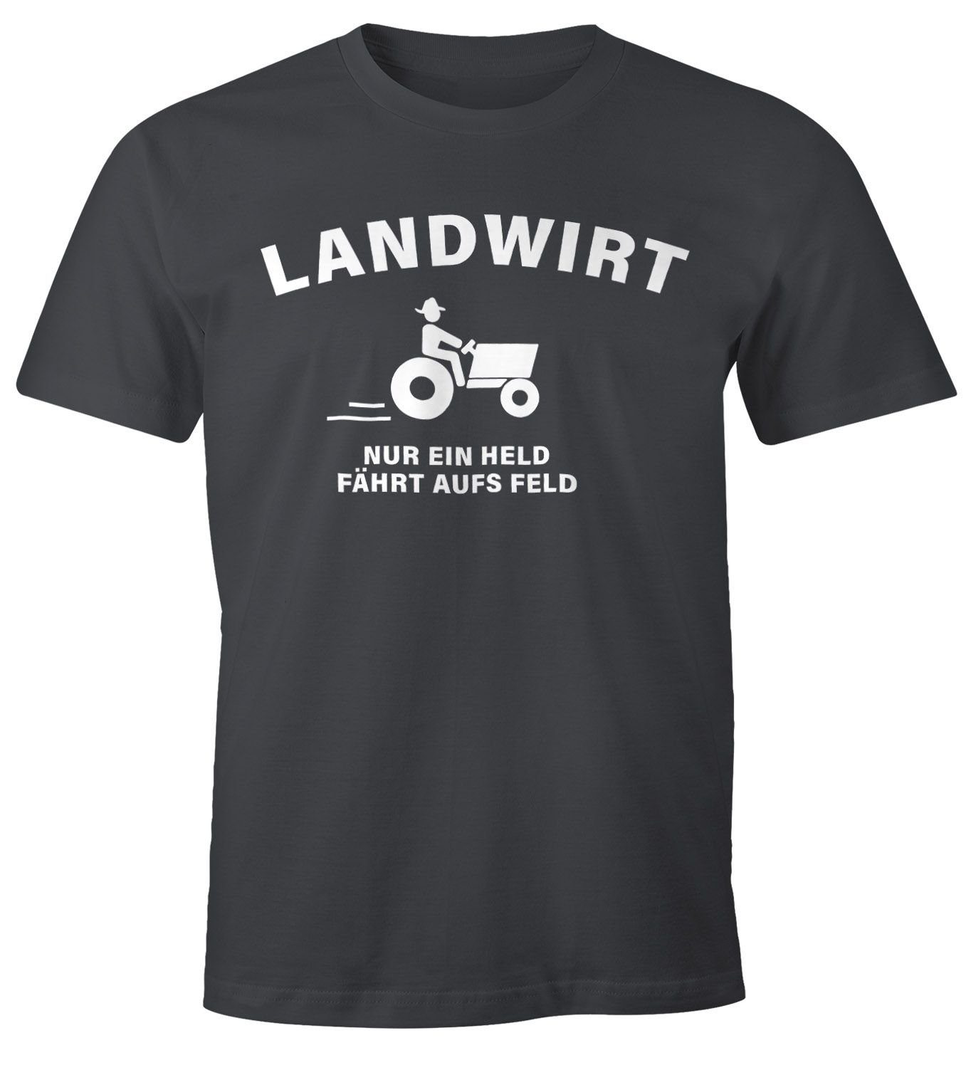MoonWorks Print-Shirt Landwirt nur ein held fährt aufs Feld T-Shirt Herren Moonworks® mit Print grau