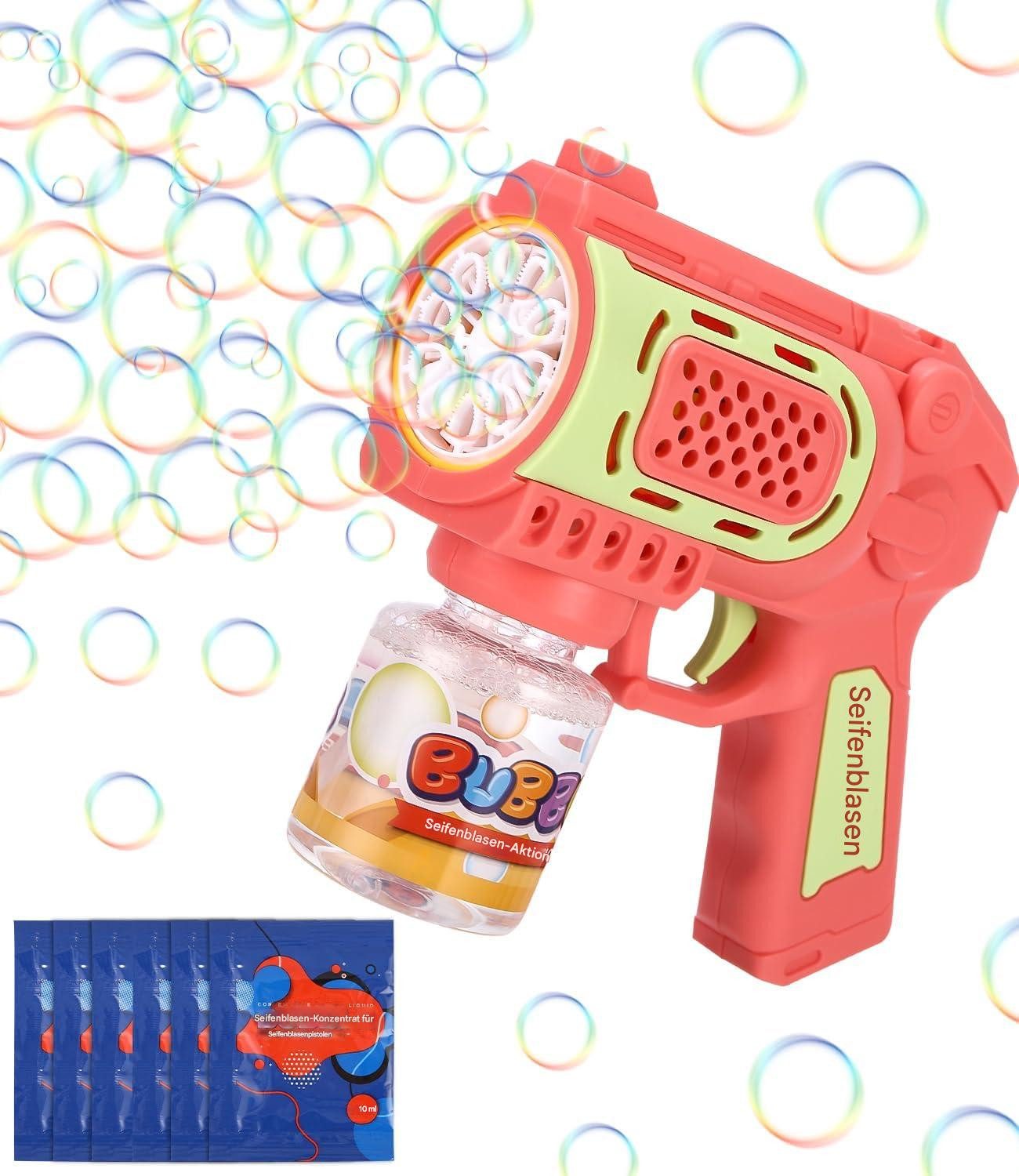 SinLaw Мильні бульбашкиpistole Elektrische Мильні бульбашкиmaschine mit Licht, rosa, für Partys im Freien, Мильні бульбашкиpistole mit LED-Licht und 150 ml Flüssigseife