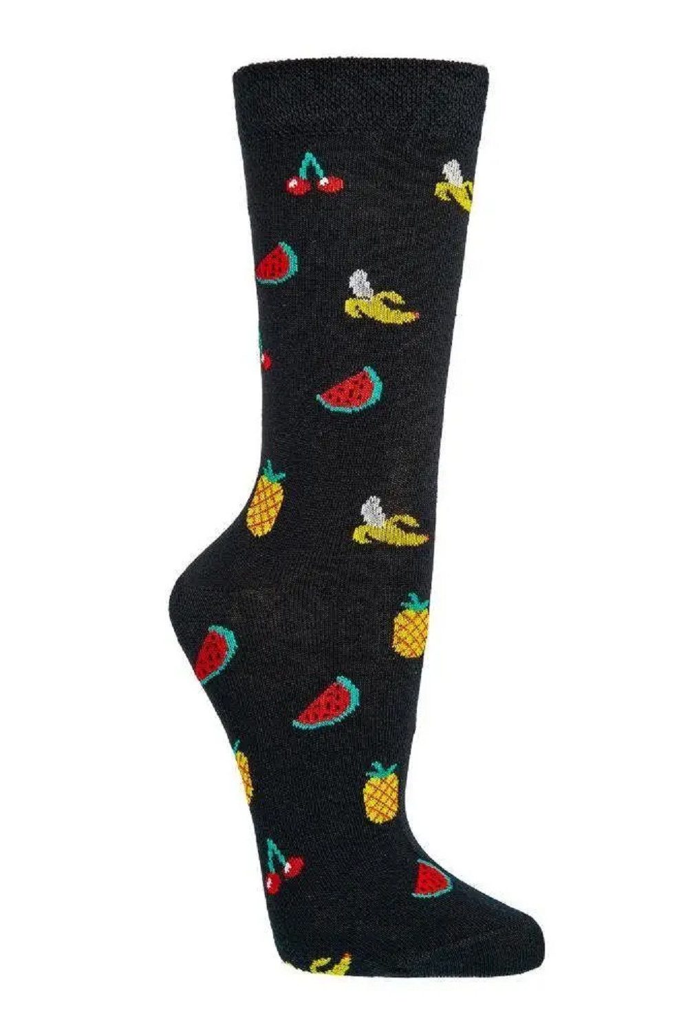 Socks 4 Fun Freizeitsocken Socks 4 Fun Obst Kirsche (2-er Bündel, 2-Paar, 2 Paar) lustiges Design