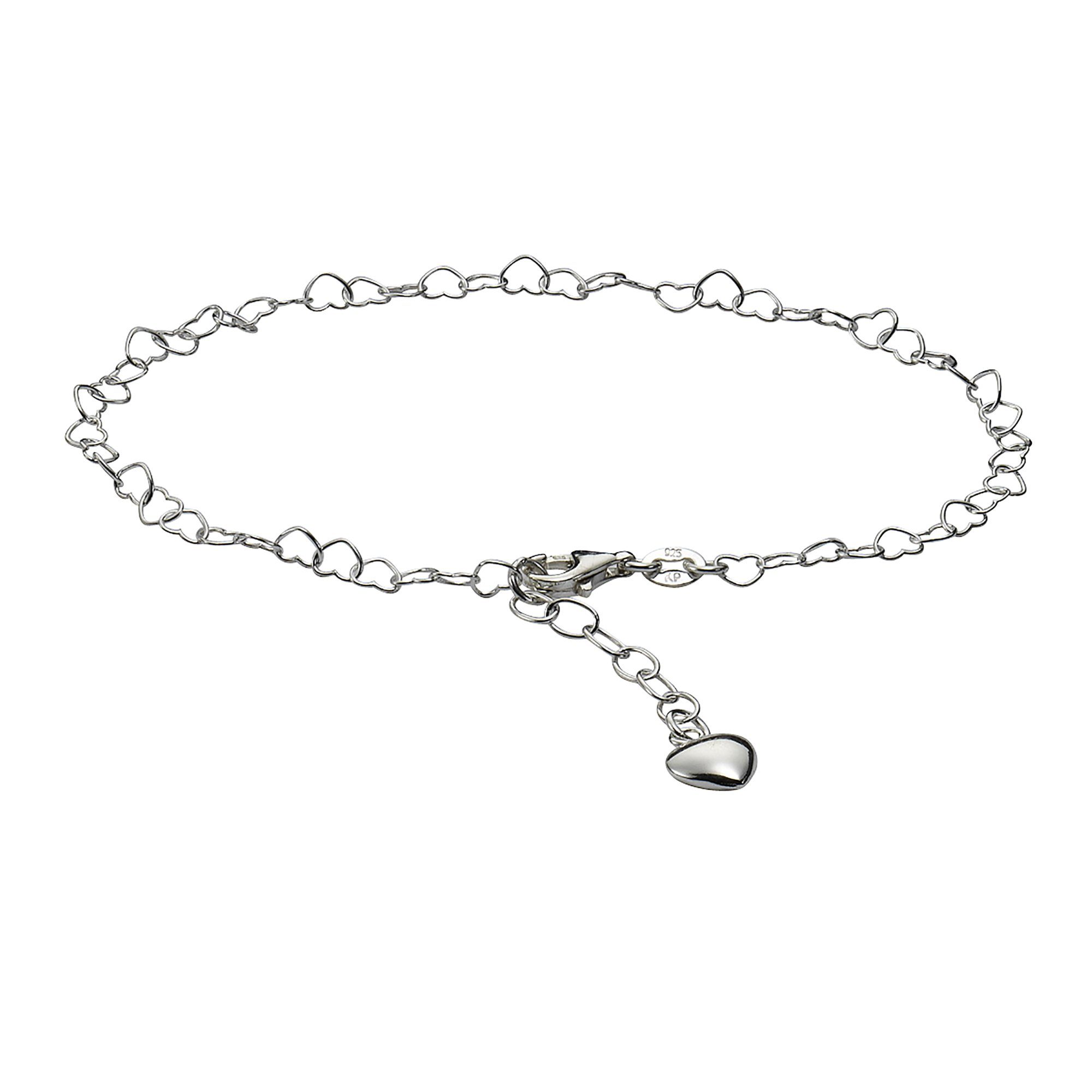 Fußkette Zeeme Silber Herzmotiv 23-26cm 925