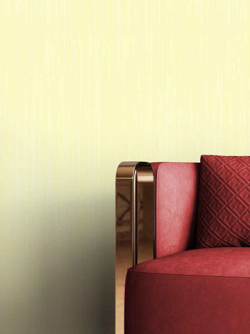 Newroom Vliestapete, Gelb Tapete Uni Einfarbig - Unitapete Modern Streifen Struktur für Wohnzimmer Schlafzimmer Küche