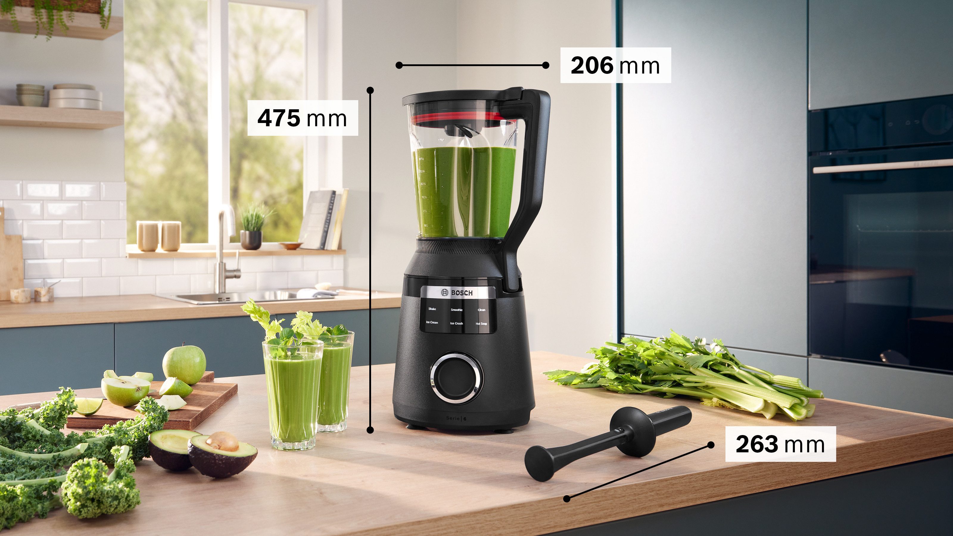 BOSCH Standmixer VitaPower Serie 6 MMBD665B1, Hochleistungsmixer, 45.000 rpm, schwarz, 1800 W, 2l, 6 Automatikprogramme inkl heiße Suppe, Stopfer, Sicherheitsdeckel