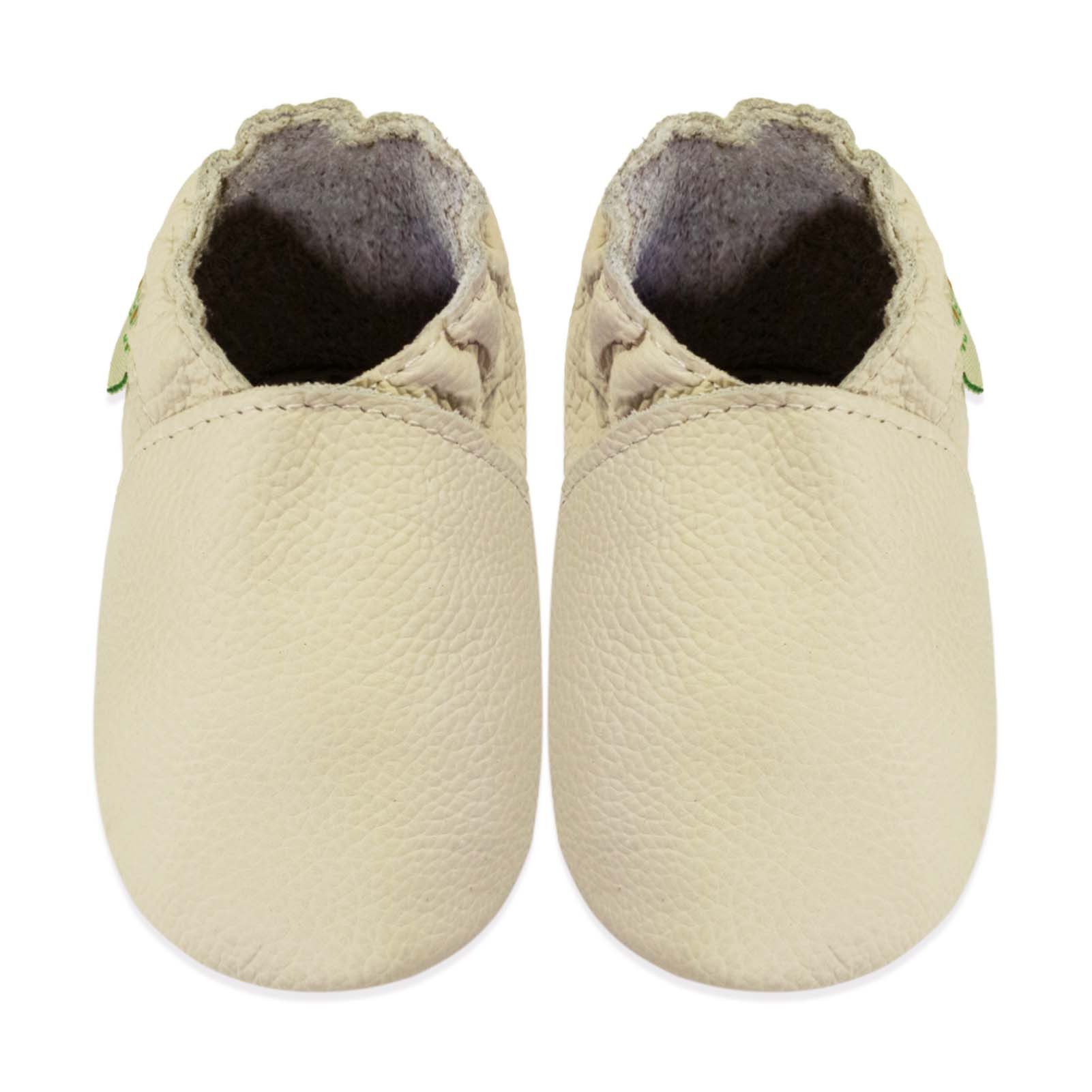 Sayoyo Weiche Leder Lauflernschuhe Hausschuhe Lederpuschen Einfarbig Beige Krabbelschuh (100% Leder) elatisch