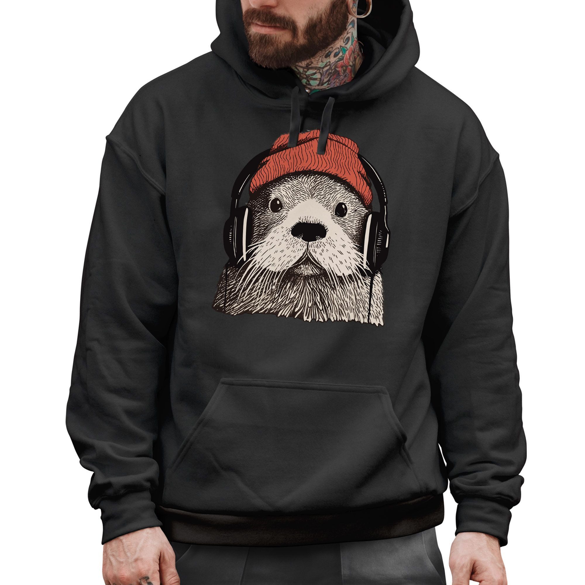 Neverless Hoodie Hoodie Herren Otter Print günstig online kaufen