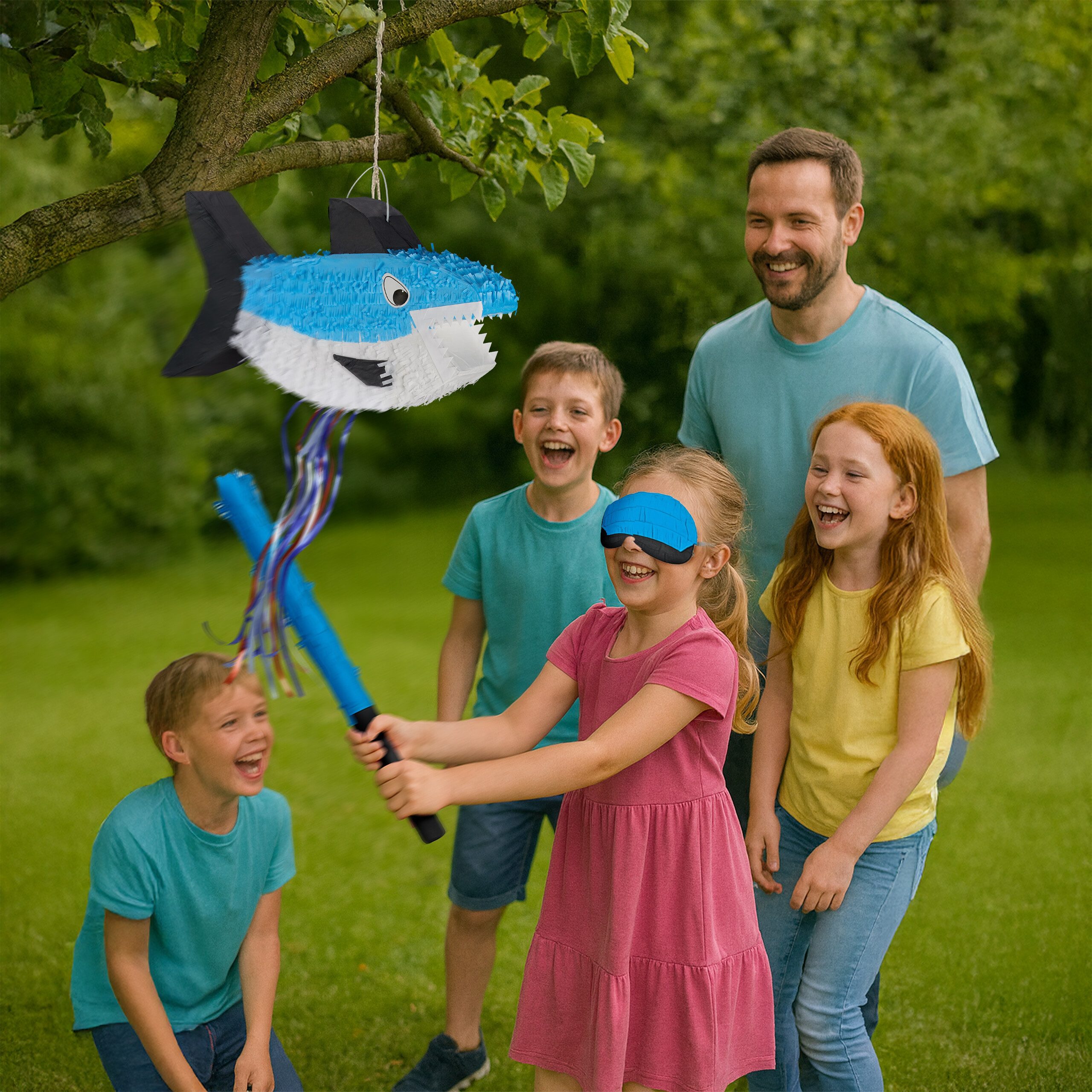 relaxdays Pinata Set Hai mit Stab und Maske