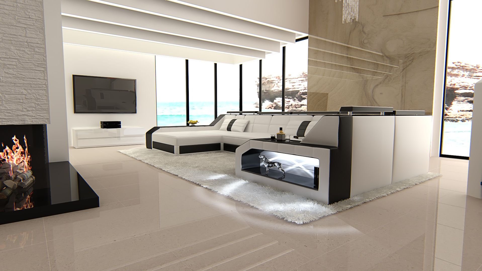 Sofa Dreams Wohnlandschaft Sofa Leder Ledercouch günstig online kaufen