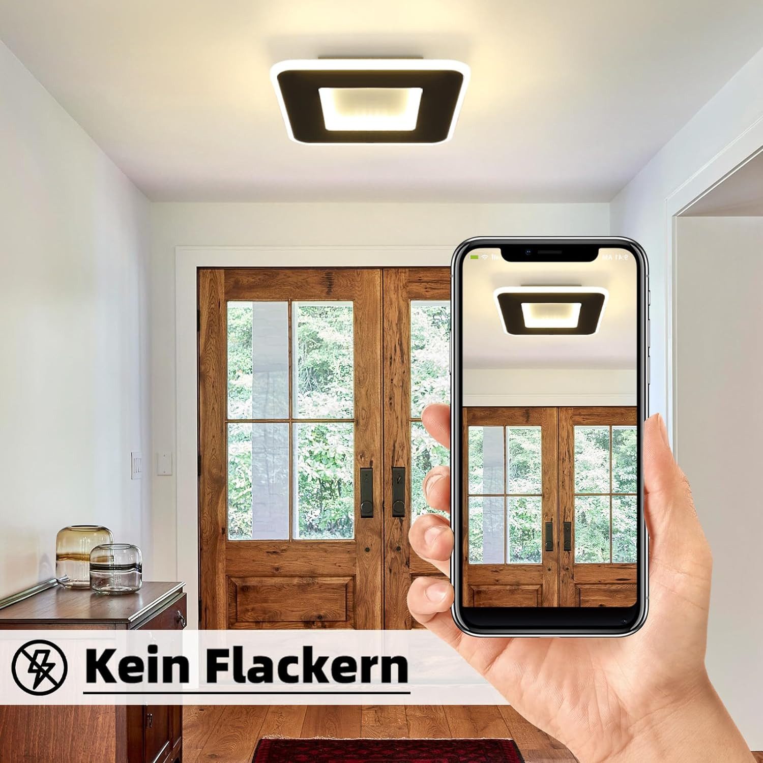 Nettlife LED Deckenleuchte LED Deckenleuchte Schwarz Weiß Quadratisch Ø24cm, LED fest integriert, Warmweiß, für Wohnzimmer Schlafzimmer Küche Flur