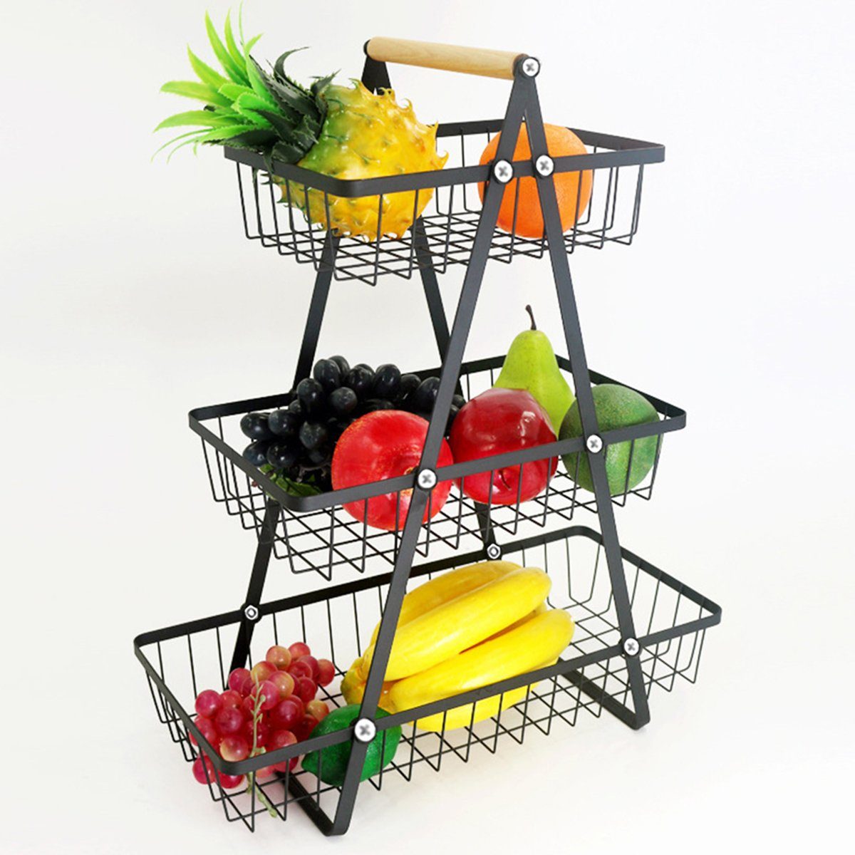 HYIEAR Obstschale dreistöckiger Obstkorb für Snacks, Eisen Obst, Brot, Metall, aus Gemüse