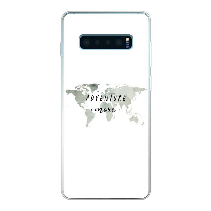 MuchoWow Handyhülle Weltkarte - Grau - Zitate Phone Case Handyhülle Samsung Galaxy S10 Lite Silikon Schutzhülle