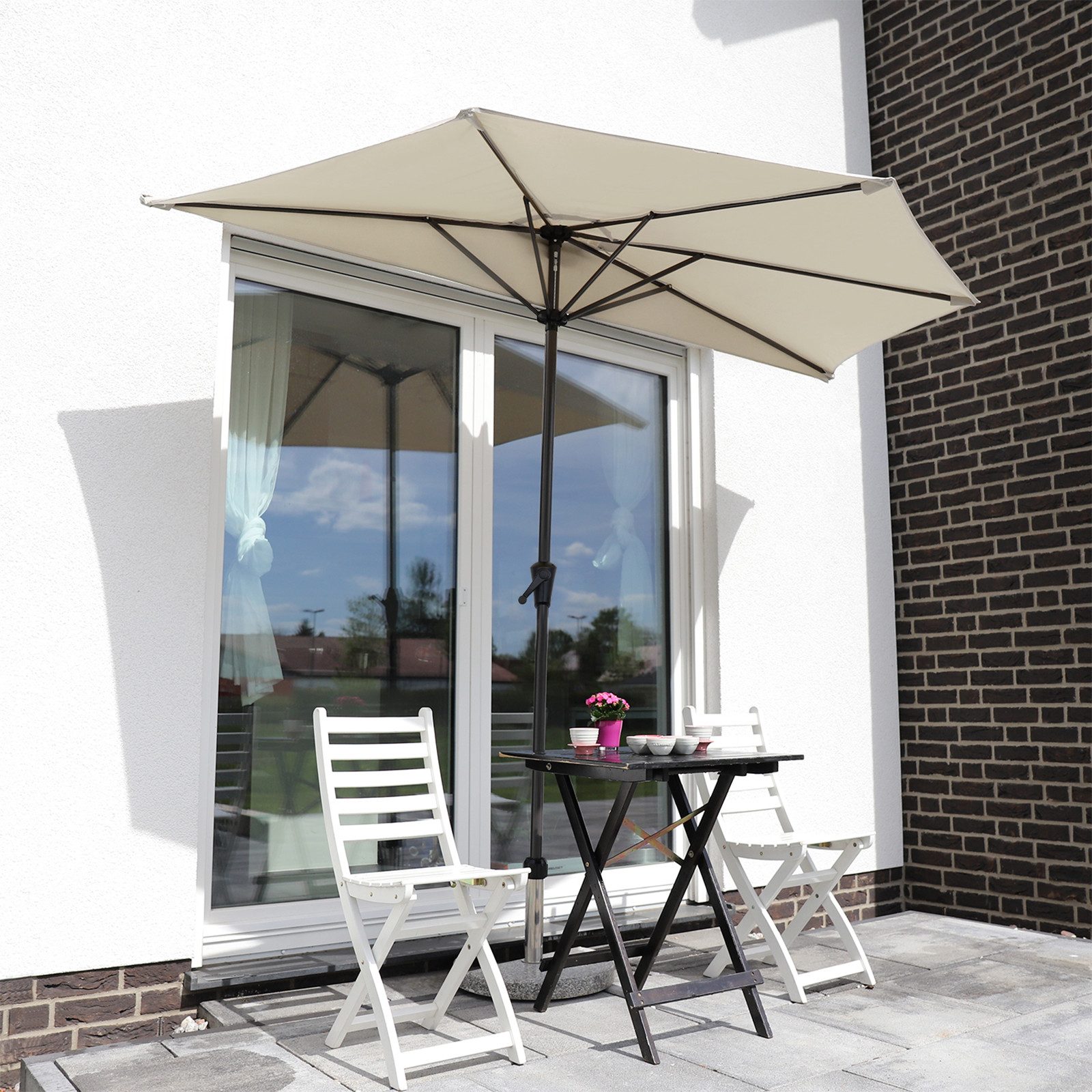 Sekey Balkonschirm 270 cm Sonnenschirm Halbrund günstig online kaufen