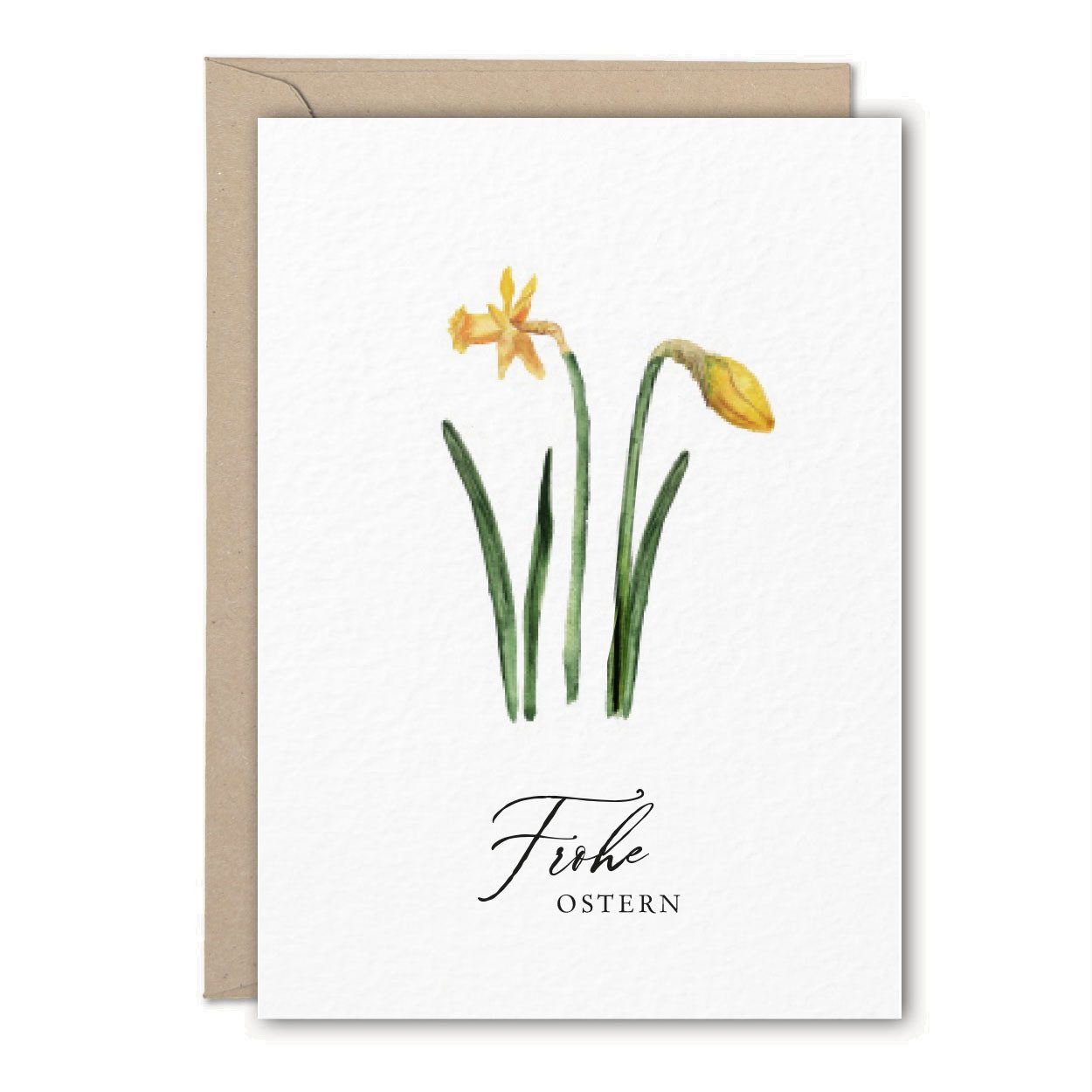 Osterkarte Osterglocke "Frohe Ostern", 3 STÜCK Grußkarten & Briefumschlag