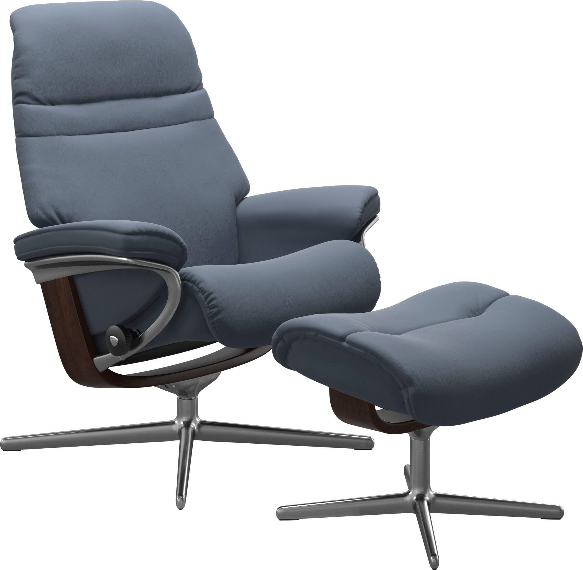 Stressless® Relaxsessel Sunrise (Set, Relaxsessel mit Hocker), mit Hocker, mit Cross Base, Größe S, M & L, Holzakzent Braun