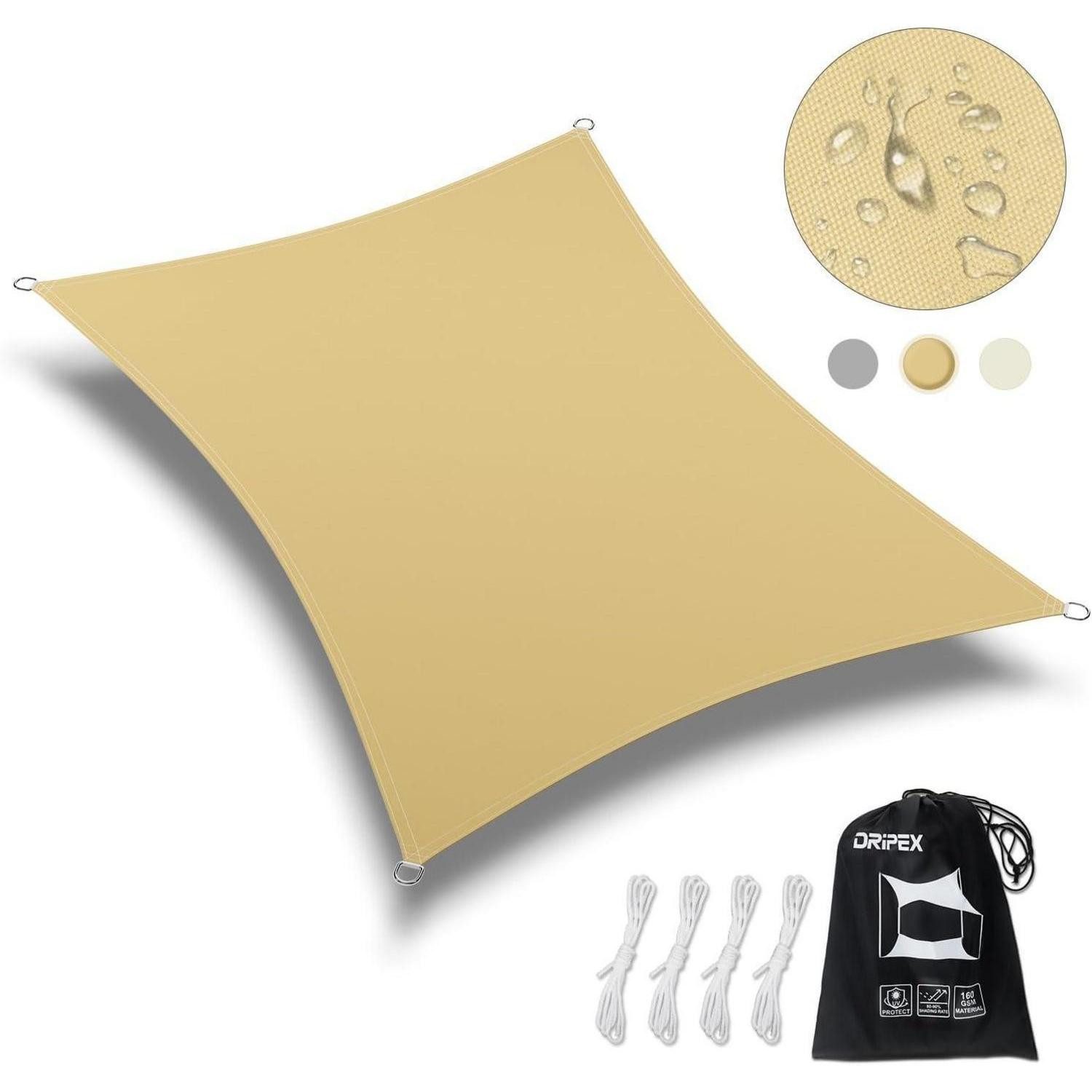 Sonnensegel Sonnensegel 3x4 rechteckig Polyester wasserdicht UV 3*4 m Sand