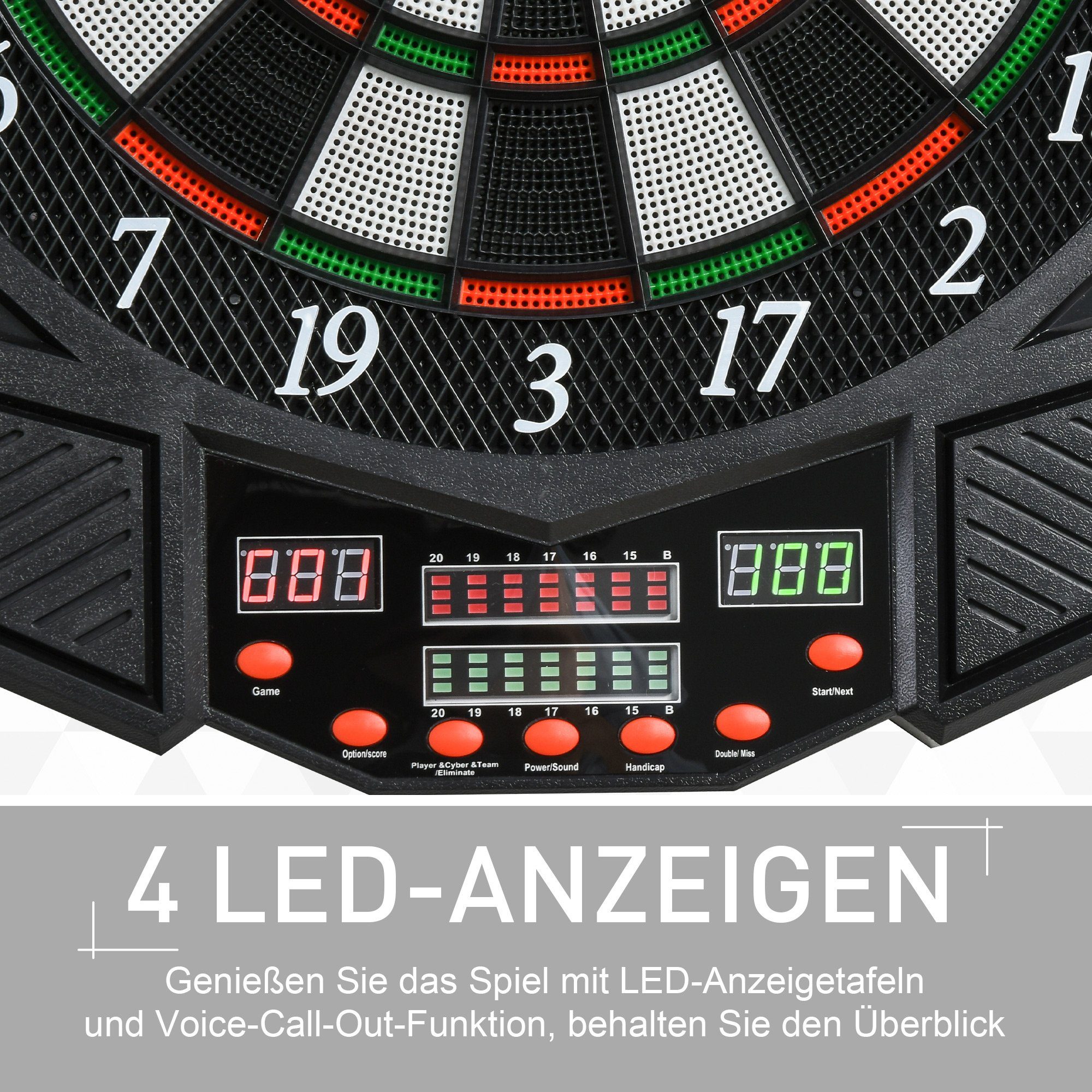 54.6B x LED Elektronische, mit cm 5.5D HOMCOM Dartscheibe x Tür 49L (Set, Soundeffekte), Anzeige