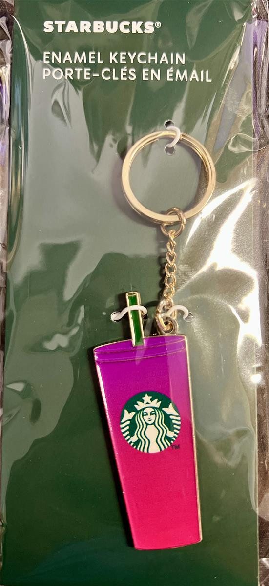 Starbucks Frühstücks-Geschirrset Starbucks Enamel Keychain Emaille Schlüsselanhänger Becher rot/violett