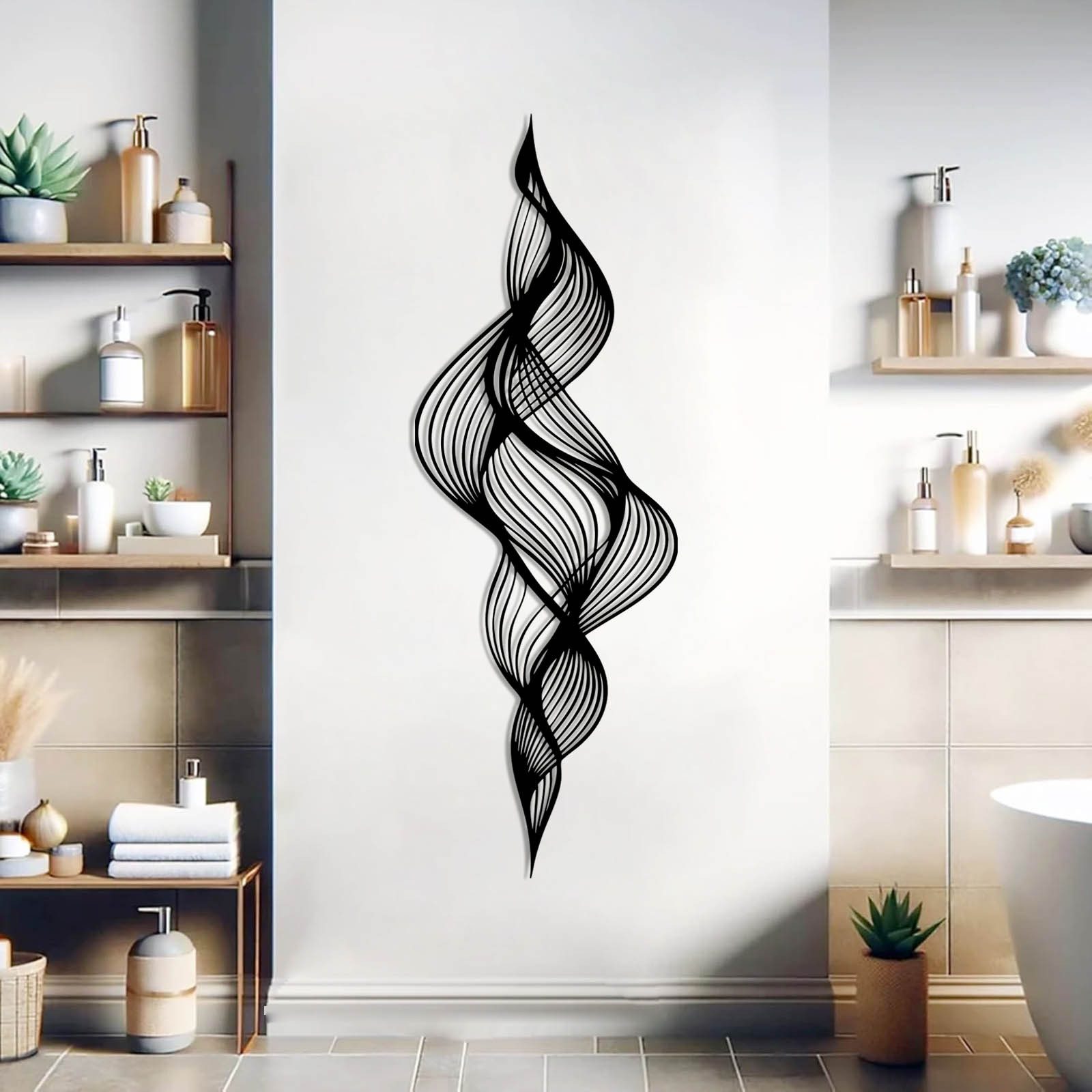 Jumpeak Wanddekoobjekt Wanddeko mit Wellenmotiven,Spiralmuster,Abstrakte Motive,Linienkunst, Metall,4 Farben,5 Maße,Dekorative Muster,Flurdekoration,Geschenkide – Bild 4 von 5