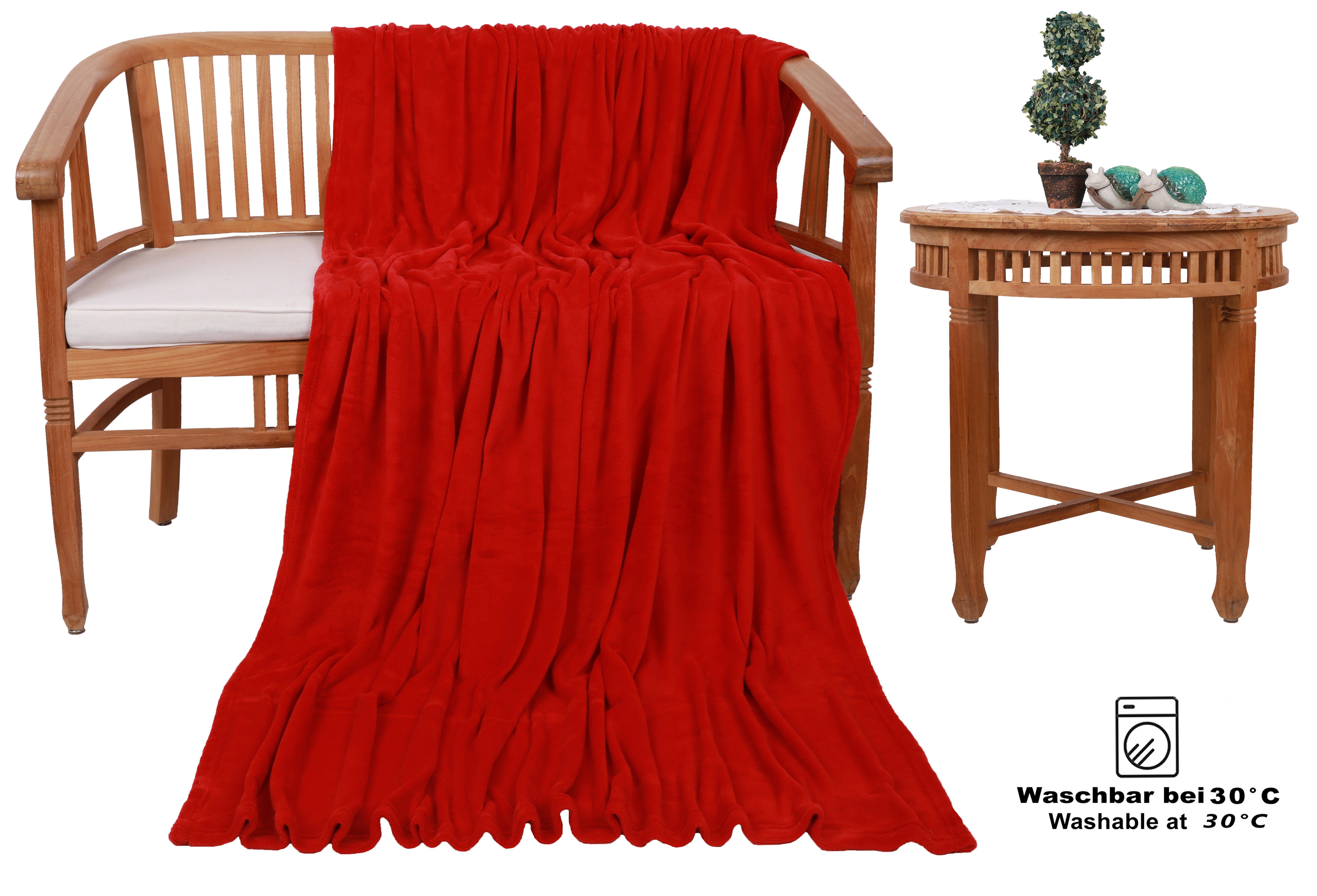 Teddy x Betz Wohndecke Kuscheldecke rot Größe 200 cm, cm XXL 150