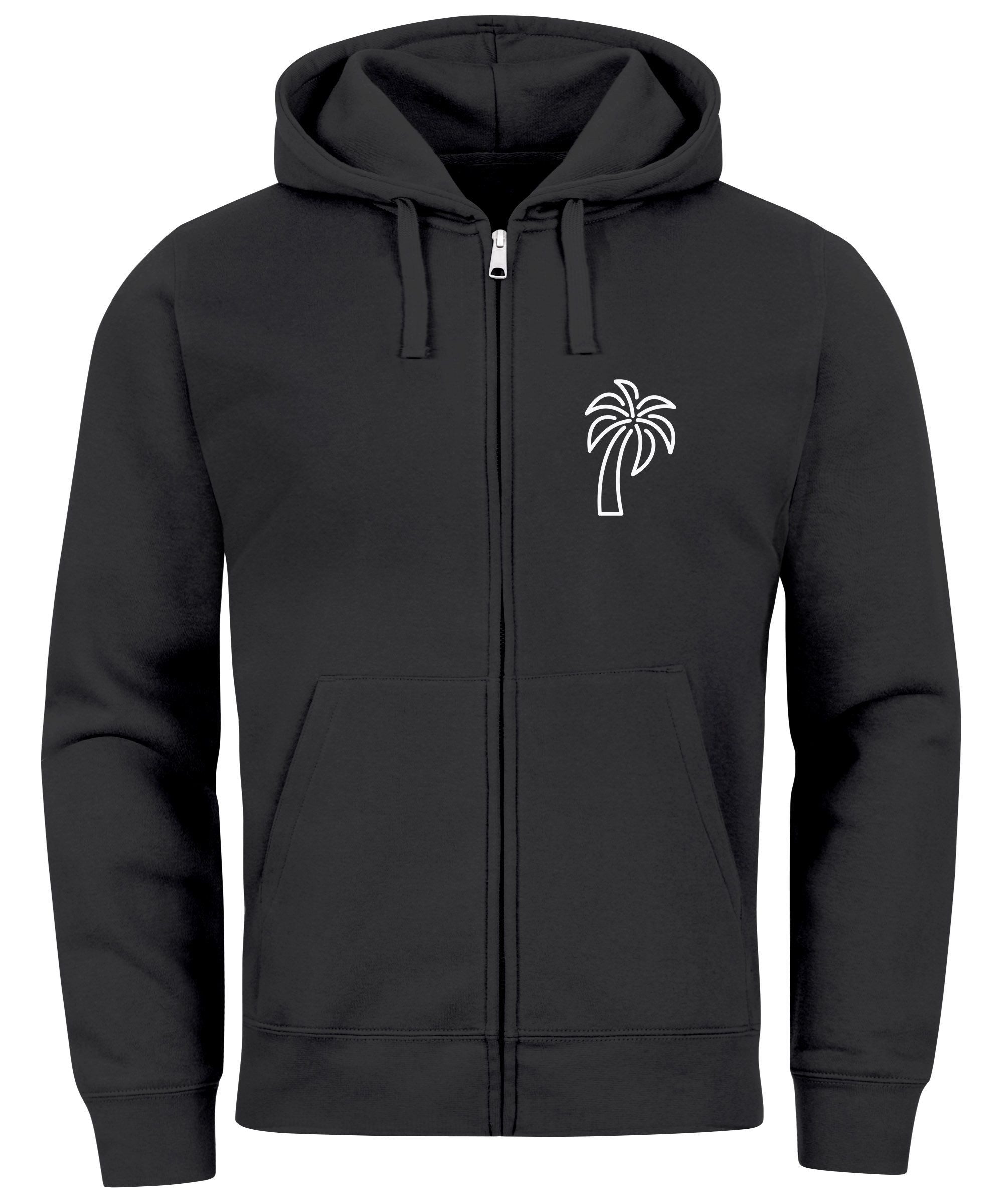 Sweatjacke Sweatjacke mit Kapuze Herren Print Palme Line Art Motiv