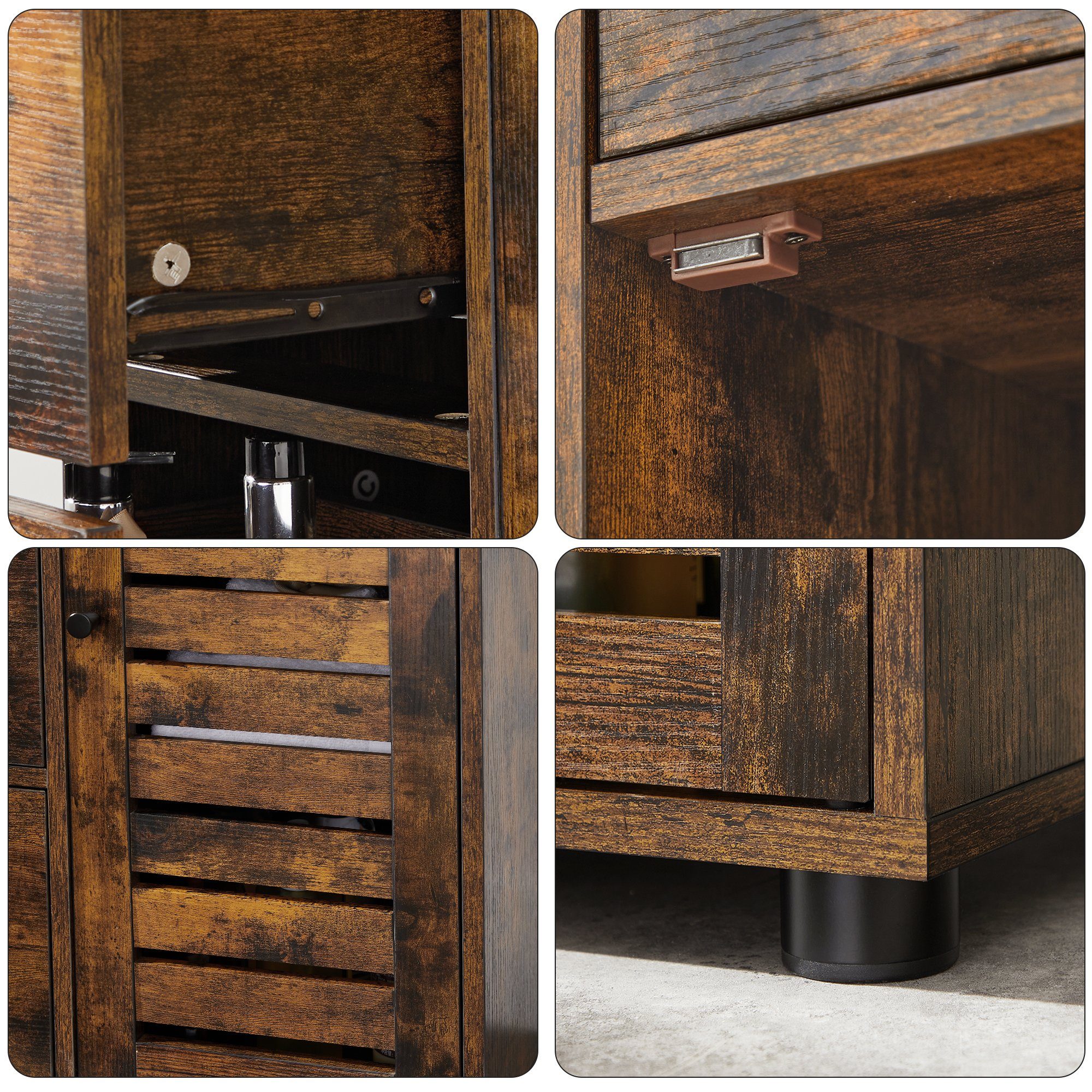 VASAGLE Badkommode Badezimmerschrank schmaler Badschrank verstellbare Ablage, 30 x 60 x 80 cm, mit 3 Schubladen, Beistellschrank, Kommode – Bild 5 von 5