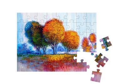 puzzleYOU Puzzle Ölgemälde Landschaft mit Bäumen, 48 Puzzleteile, puzzleYOU-Kollektionen Gemälde, Kunst & Fantasy