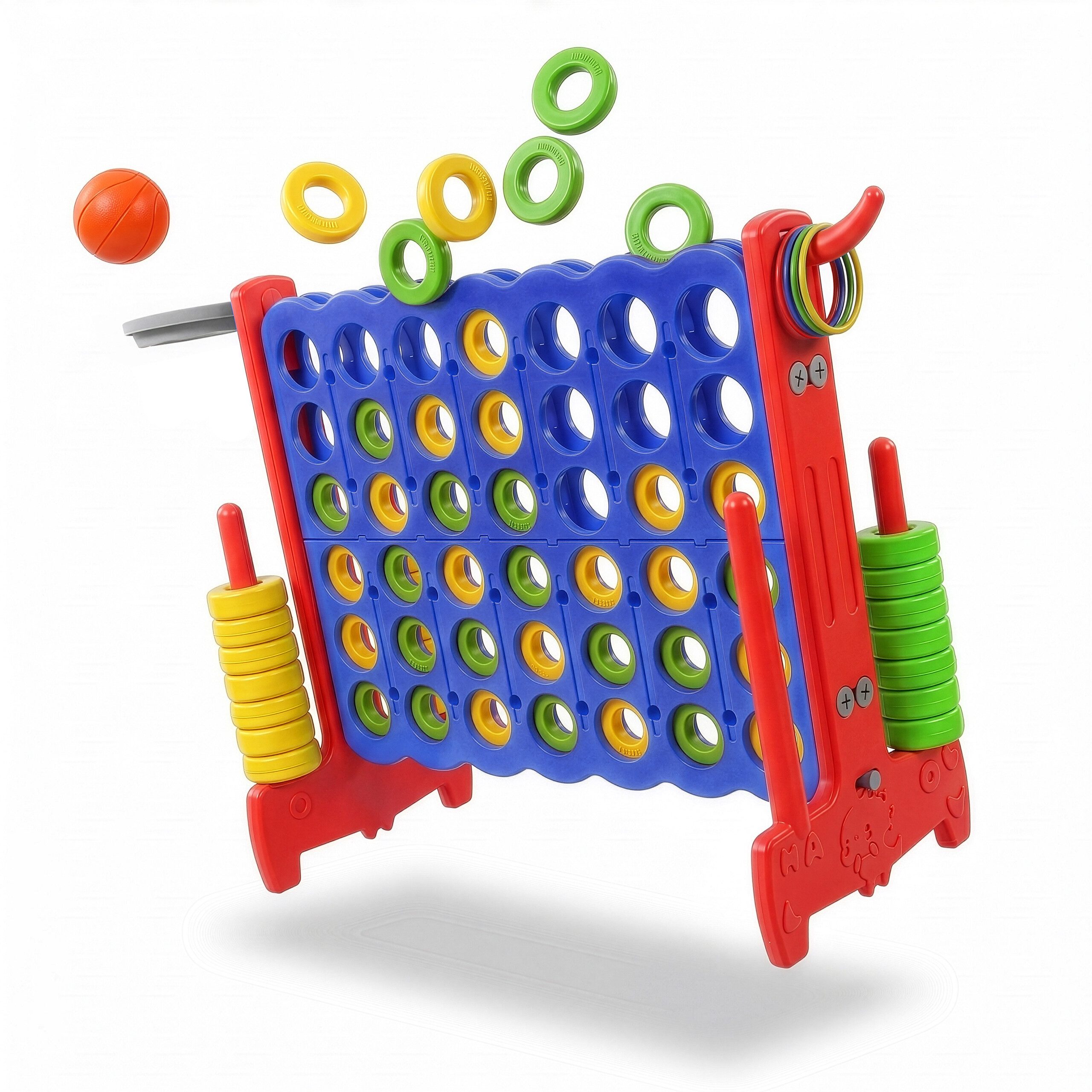 relaxdays Spiel Vier gewinnt XXL 3in1 Set, Blau-Rot