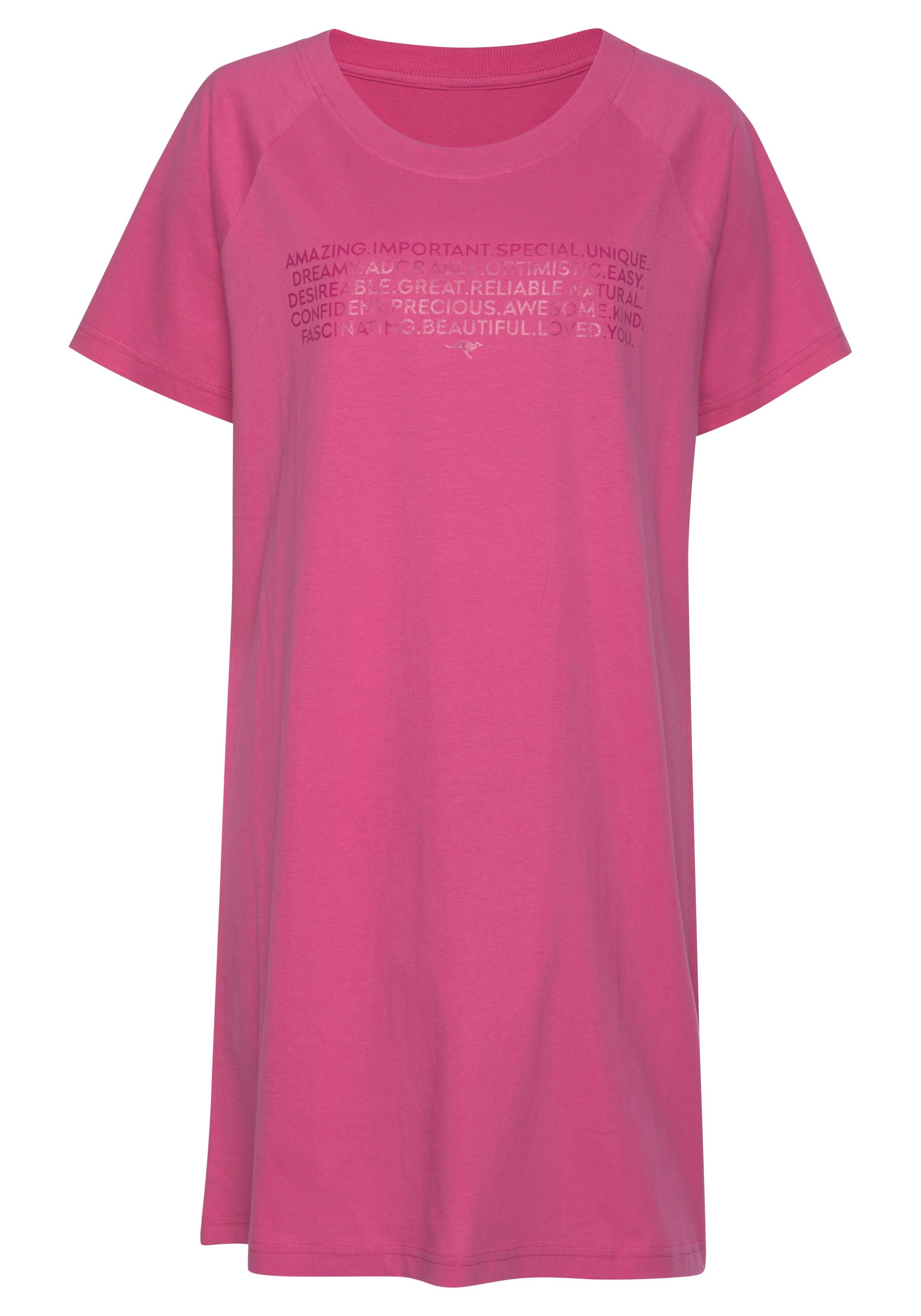 Bigshirt KangaROOS pink mit Slogan-Frontdruck