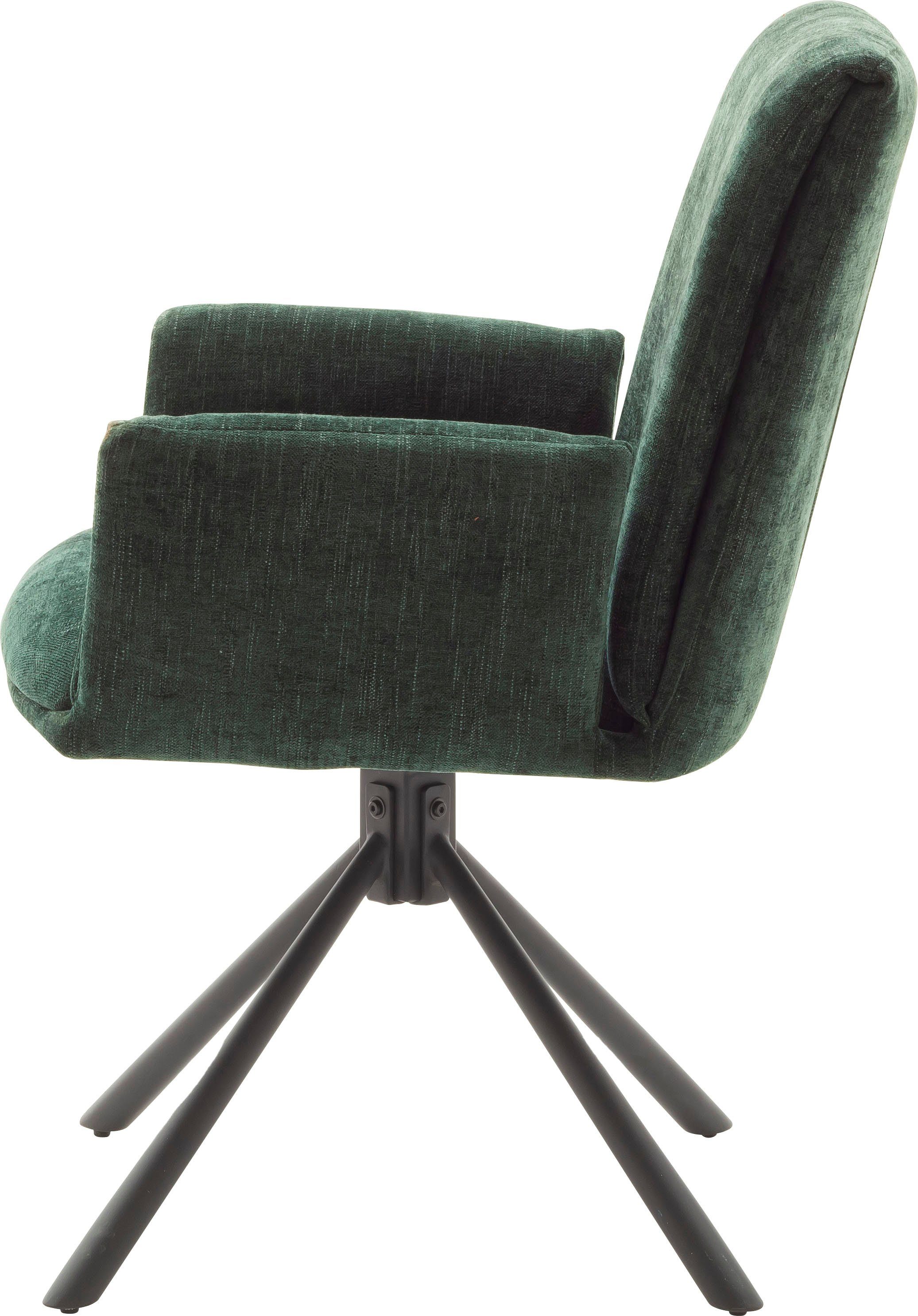 mit | Nivellierung, Optik in furniture matt Stoffbezug Chenille MCA Schwarz lackiert Boulder, 4-Fußstuhl Olive 180°drehbar