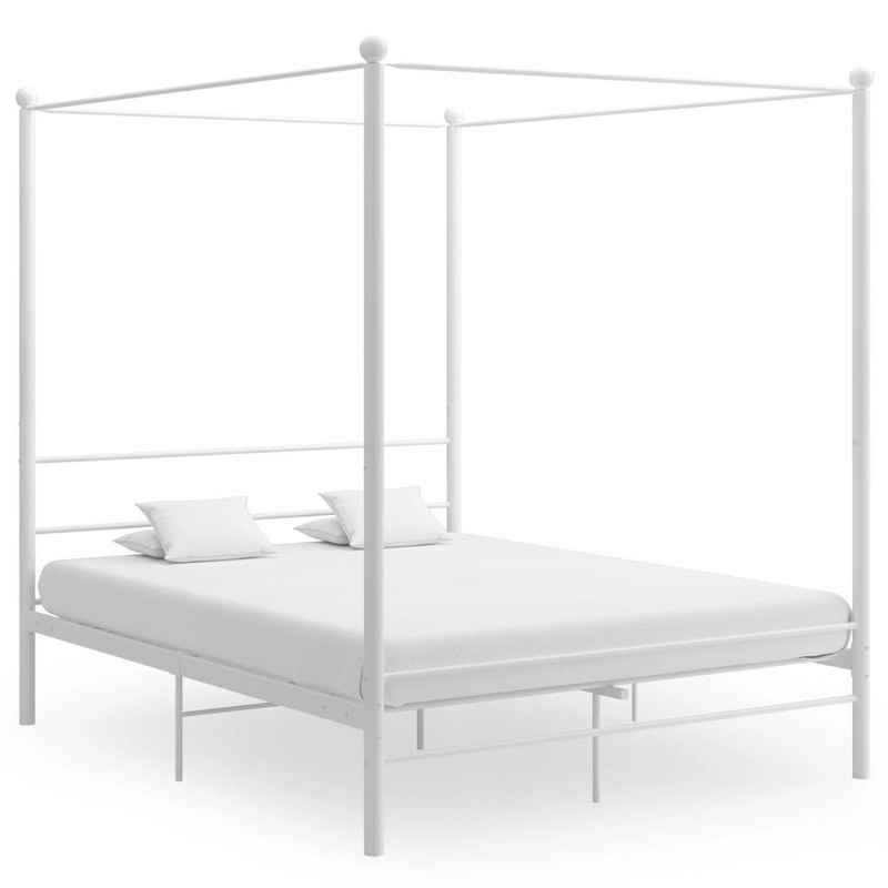 furnicato Bett Himmelbett Weiß Metall 160x200 cm