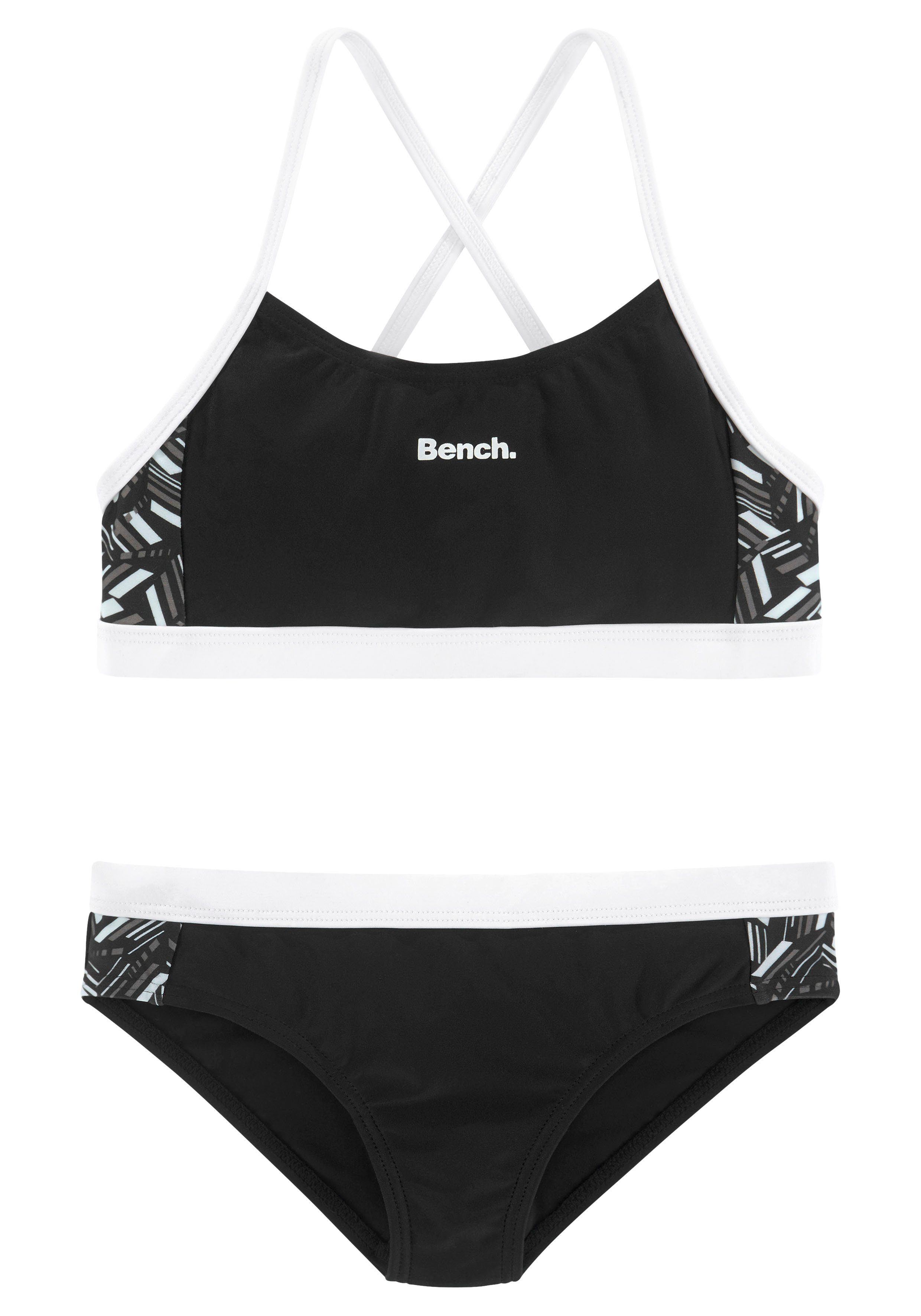 Bench. Bustier-Bikini mit Einsätzen schwarz-weiß geometrische bedruckten