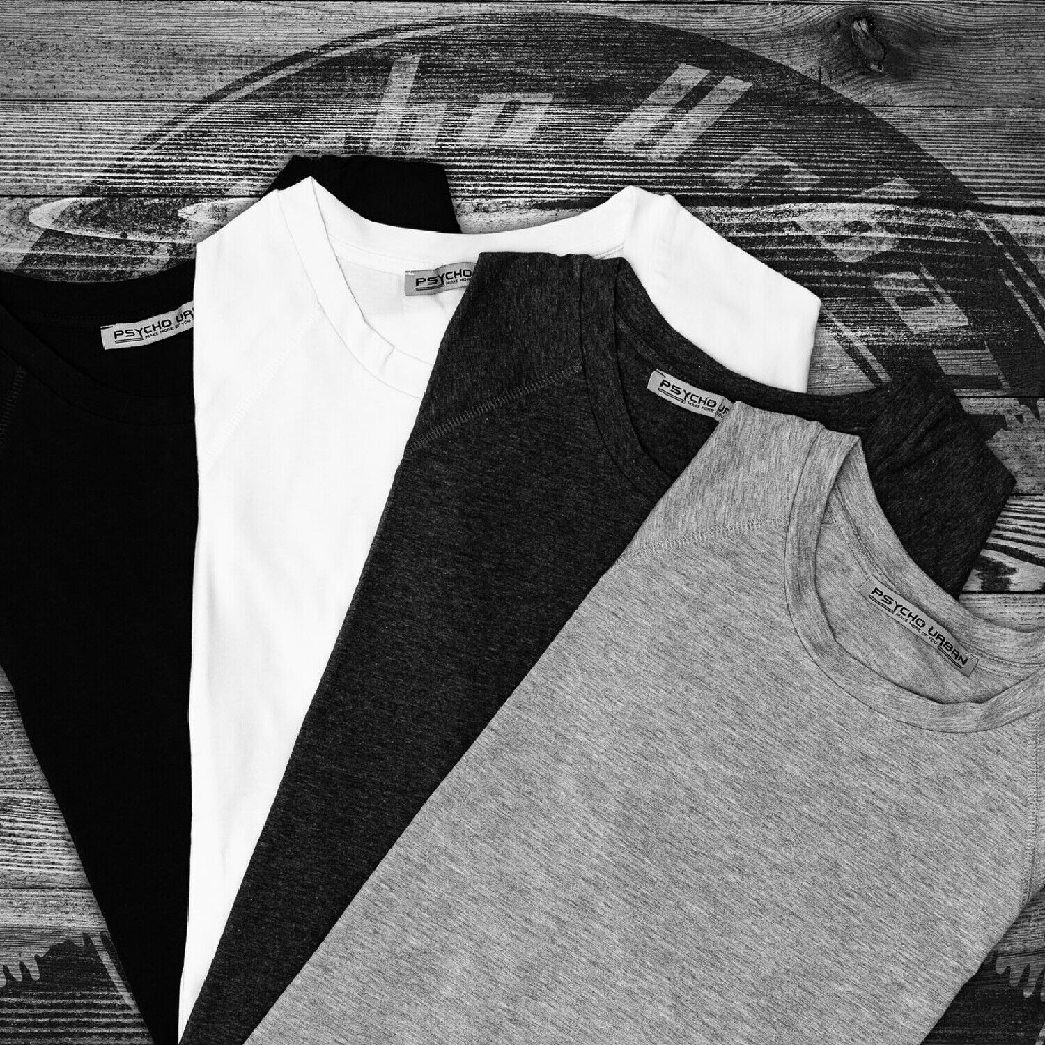 Psycho Urban Print-Shirt (Set) Basic Fitness T-Shirt im Doppelpack