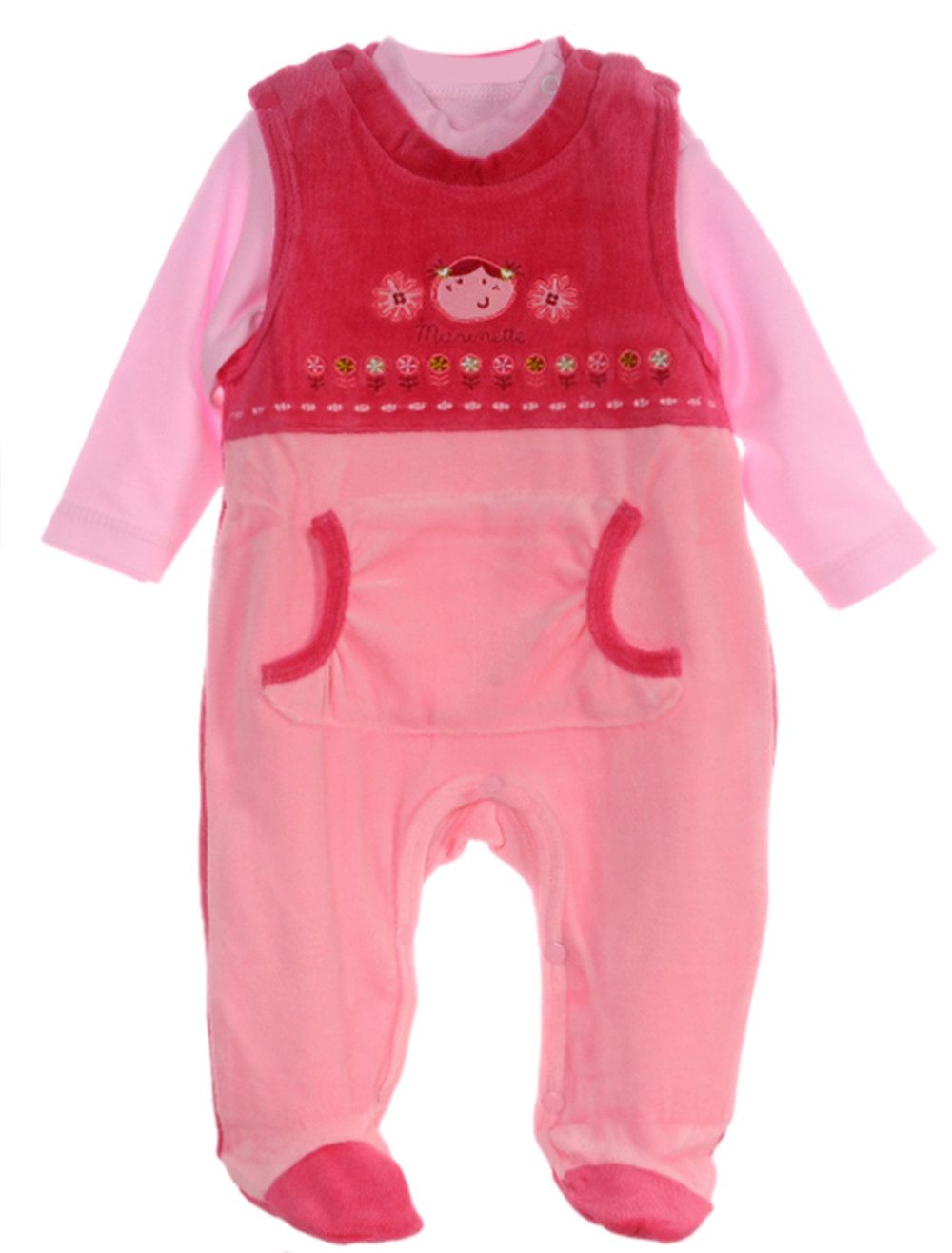 La Bortini Strampler Baby Anzug Stramplerhose und Langarmshirt in Rosa aus weichem Velours, und Baumwolle, 50 56 62 68 74 80