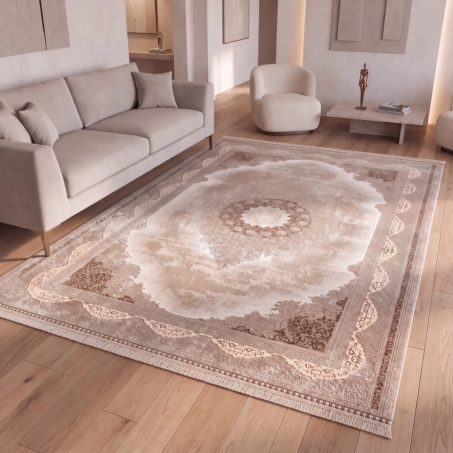 Vimoda Orientteppich Salsa, moderner orientalischer Klassiker Look, Rechteckig, Höhe: 13 mm, Teppich kurzflor modern, dicht, weich, Wohnzimmer, Schlafzimmer, Flur