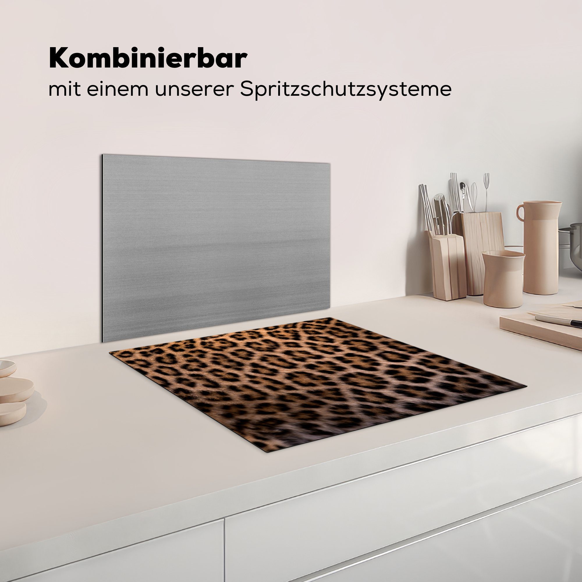 Arbeitsfläche Ceranfeldabdeckung (1 Druck, cm, nutzbar, Panther Mobile 60x52 MuchoWow Vinyl, tlg), Herdblende-/Abdeckplatte