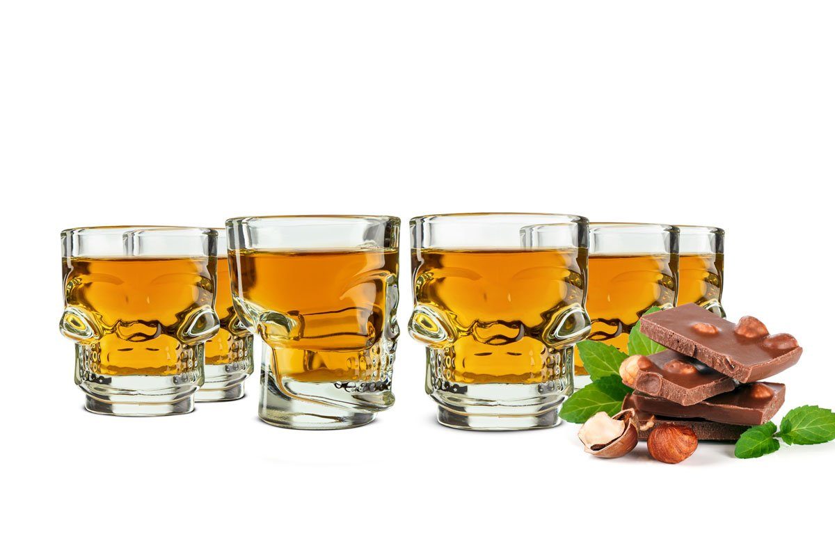 Sendez Schnapsglas Schnapsgläser in Totenkopf Shotgläser Schnaps Shots Stamper, 6-tlg., Glas – Bild 4 von 5