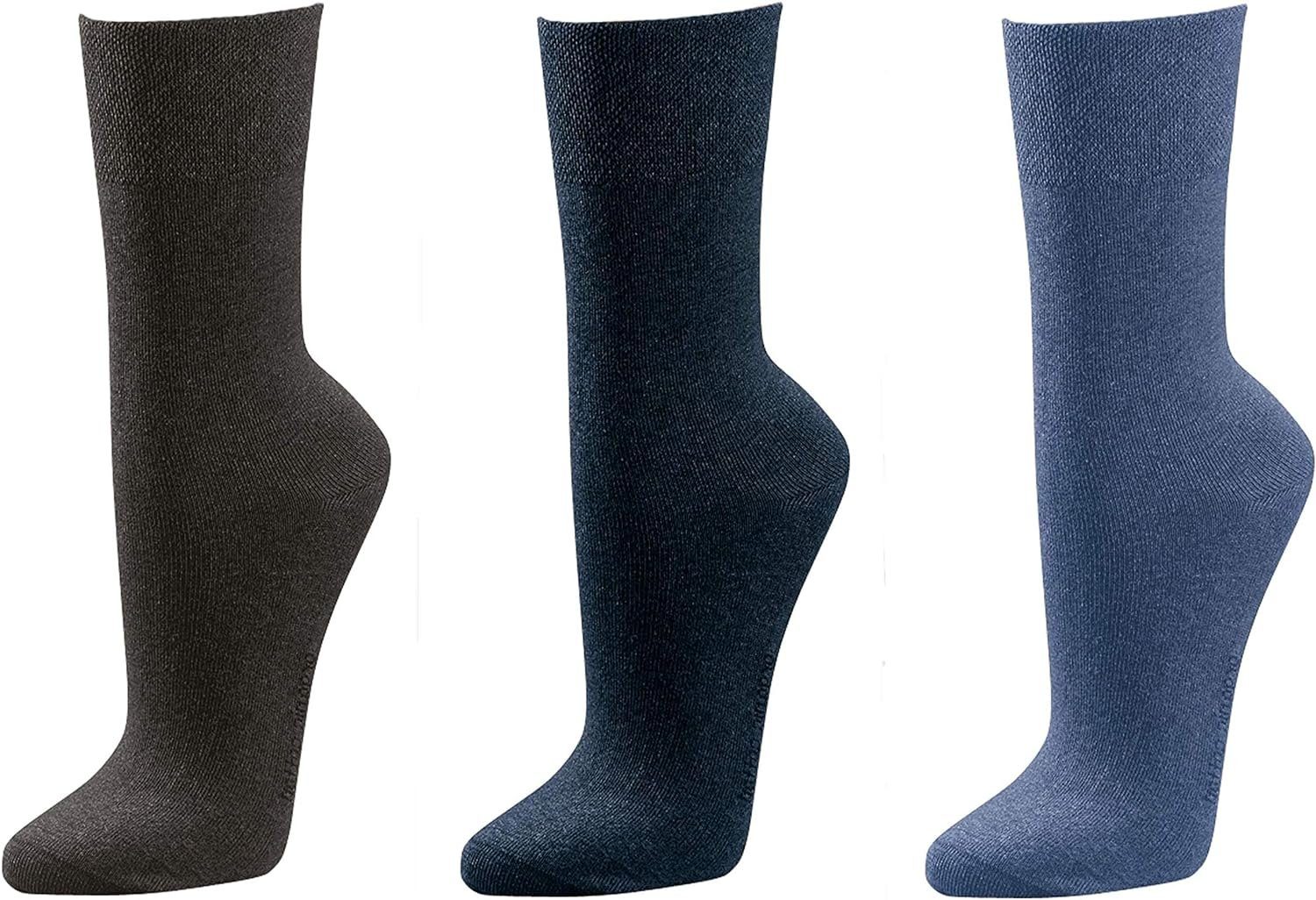 TippTexx 24 Businesssocken 3 Paar Socken GROßE GRÖßEN für GROßE Männer mit Antiloch-Garantie Schwarz/Marine/Jeans