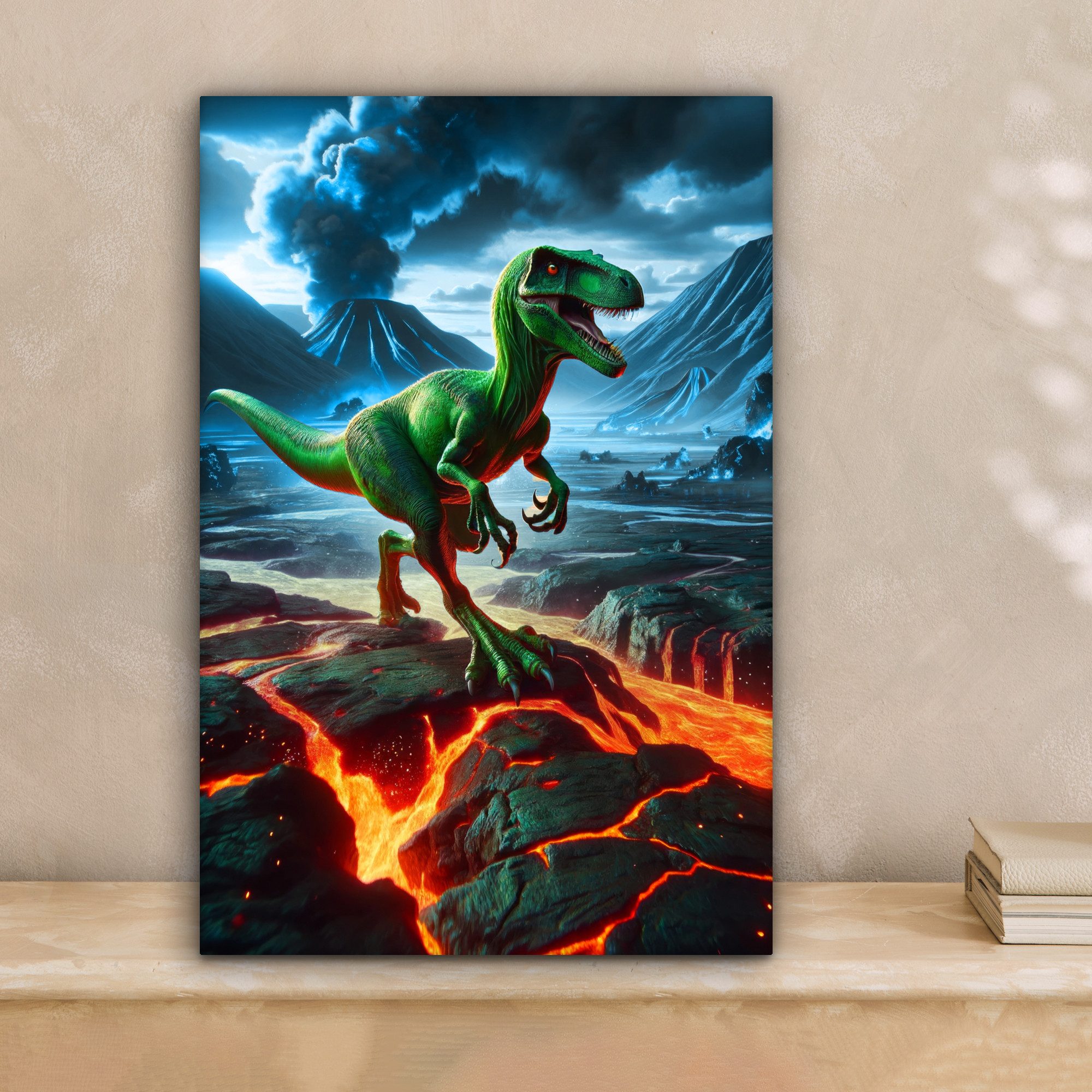 OneMillionCanvasses® Leinwandbild Dino - Lava - Grün - Jungen, Fotodruck (1 günstig online kaufen
