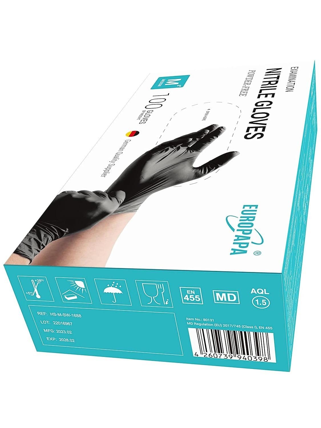 EUROPAPA Einweghandschuhe 1000x Nitrilhandschuhe Einweghandschuhe puderfrei (Untersuchungshandschuhe) EN455 EN374 latexfrei Einmalhandschuhe Handschuhe