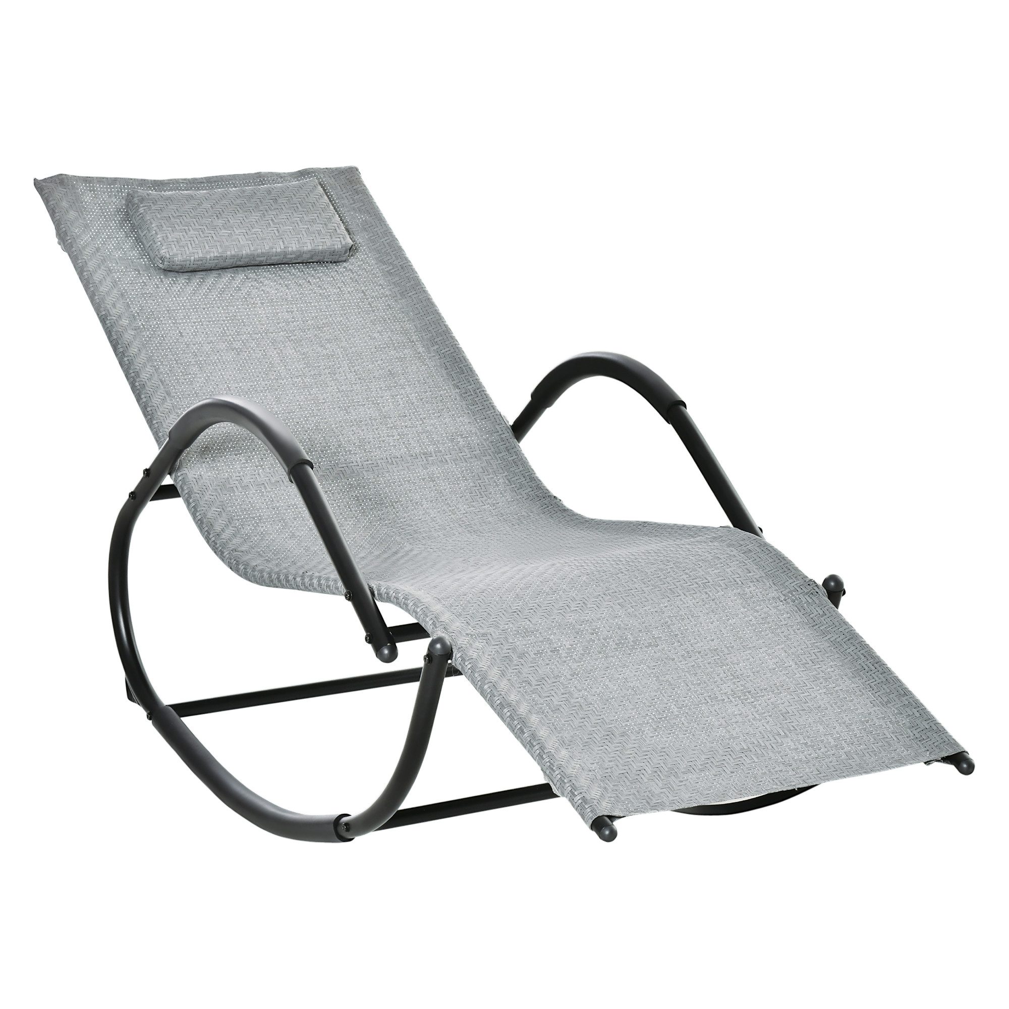 Outsunny Schaukelstuhl Schaukelliege mit Kopfkissen Schwungliege bis 160 kg belastbar (Schwungliege, 1 St), Ergonomisch geformt mit Kopfkissen